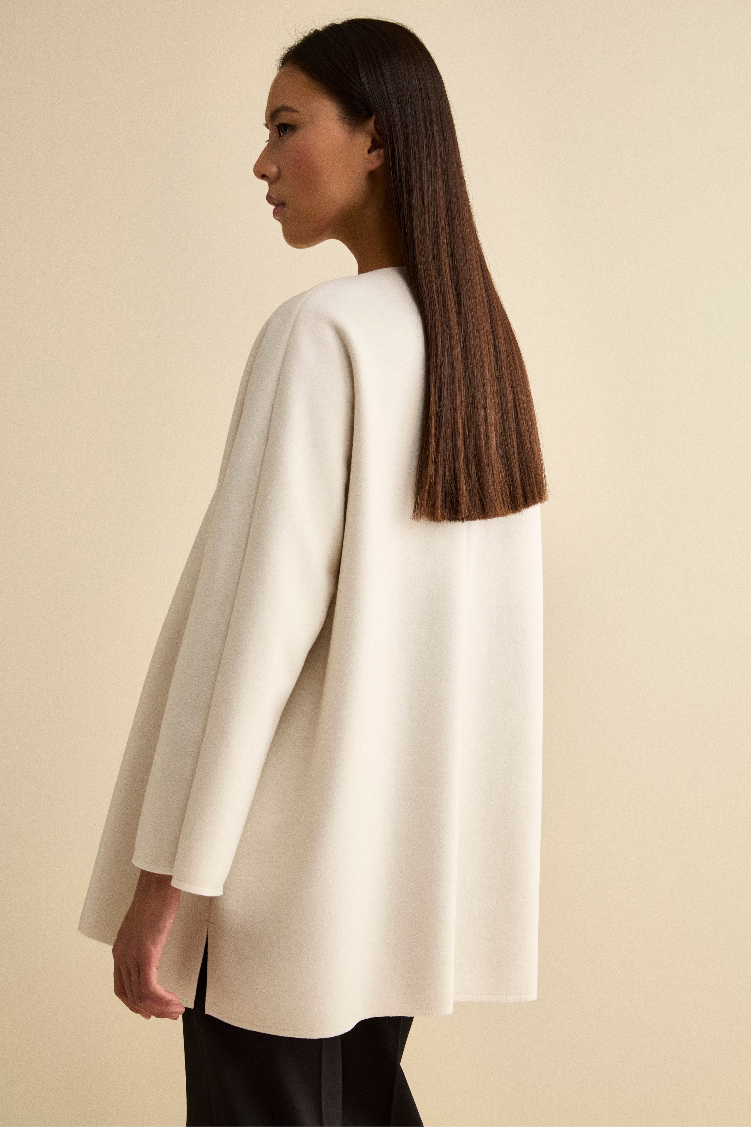 Oversized Cape with Button - CREAM