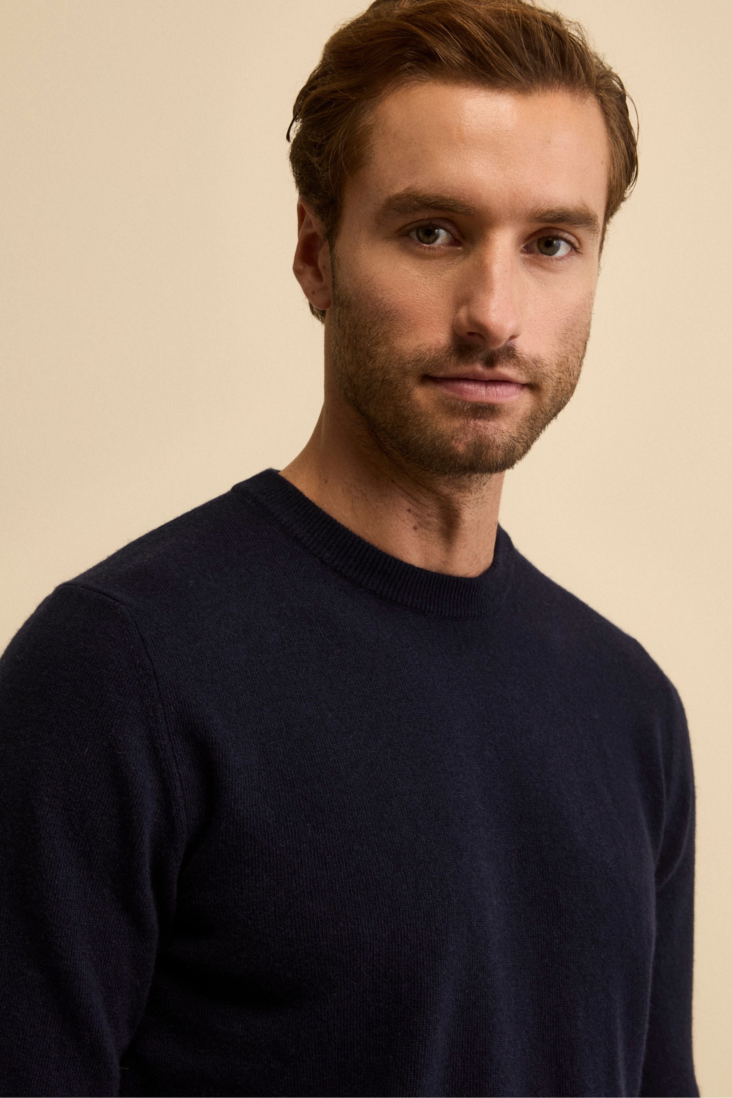 Crew-neck sweater in wool - Midnight blue