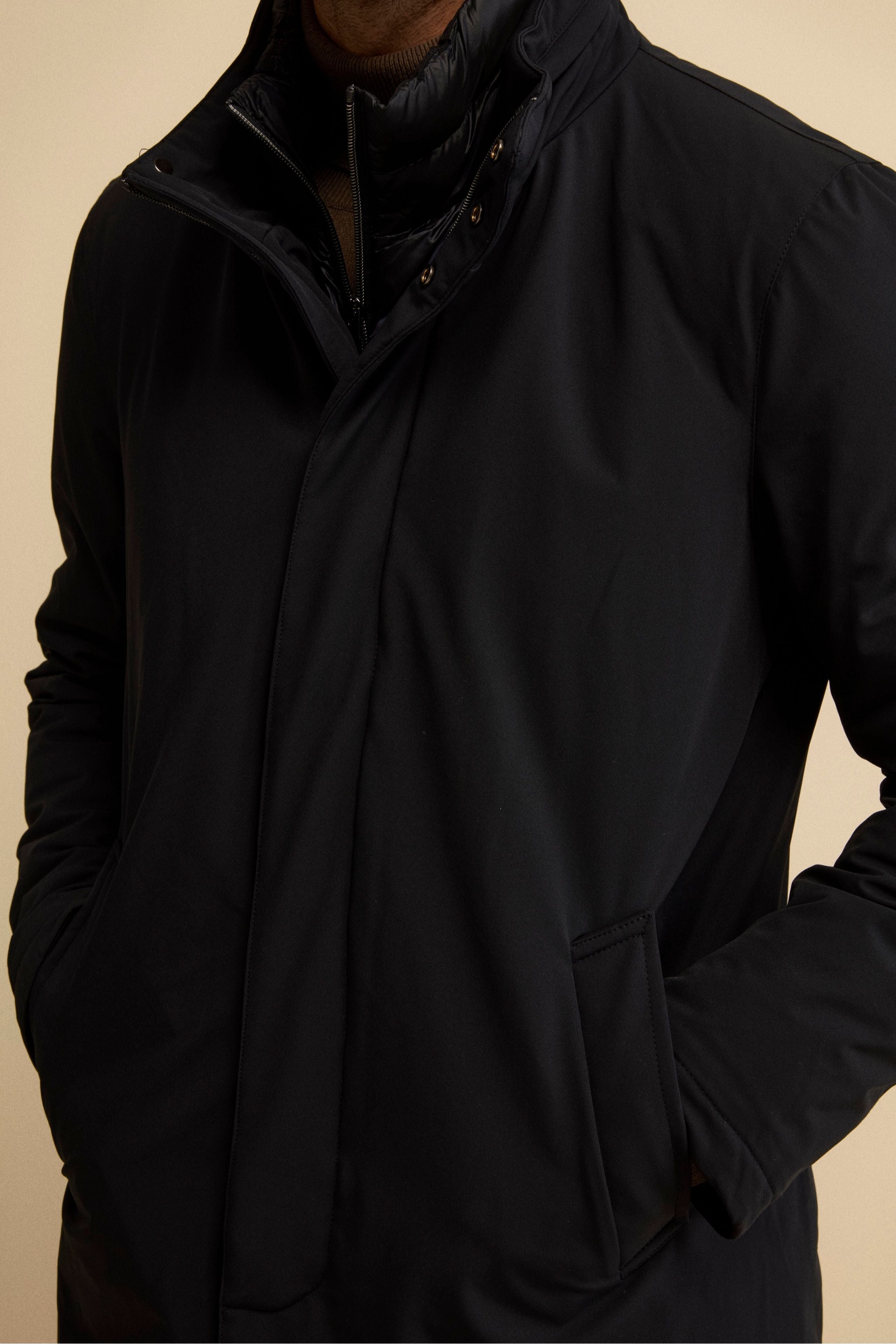 Midi Padded Coat with Inner Vest - BLUE