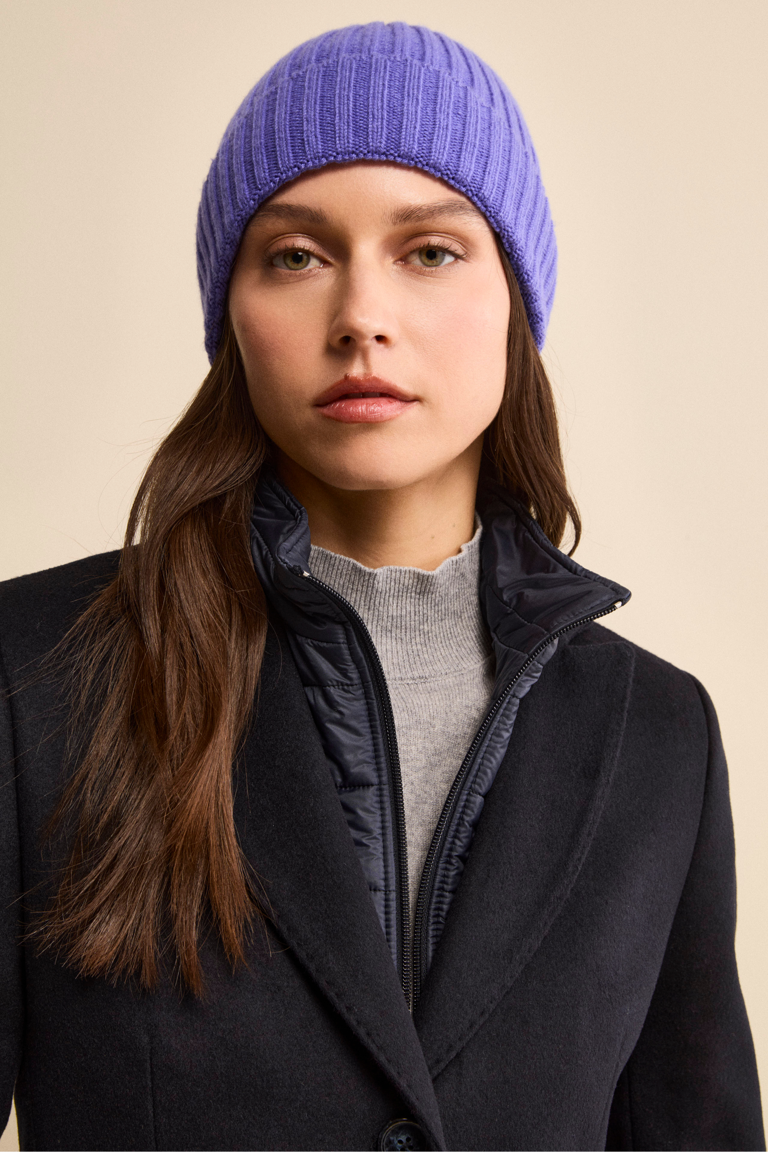 Ribbed cashmere beanie - Perwinkle