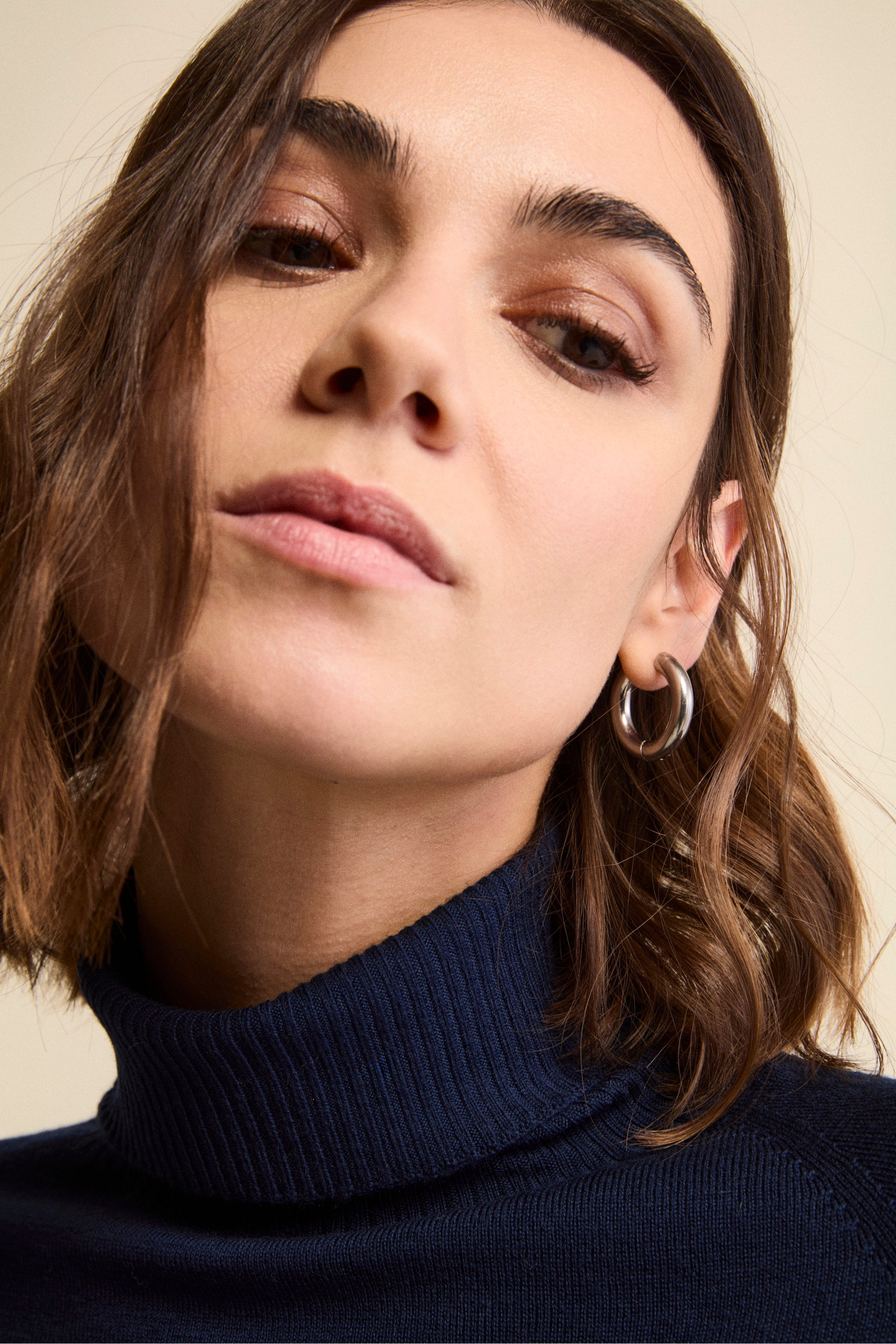 Raglan Turtleneck in Merino Wool - Navy blue