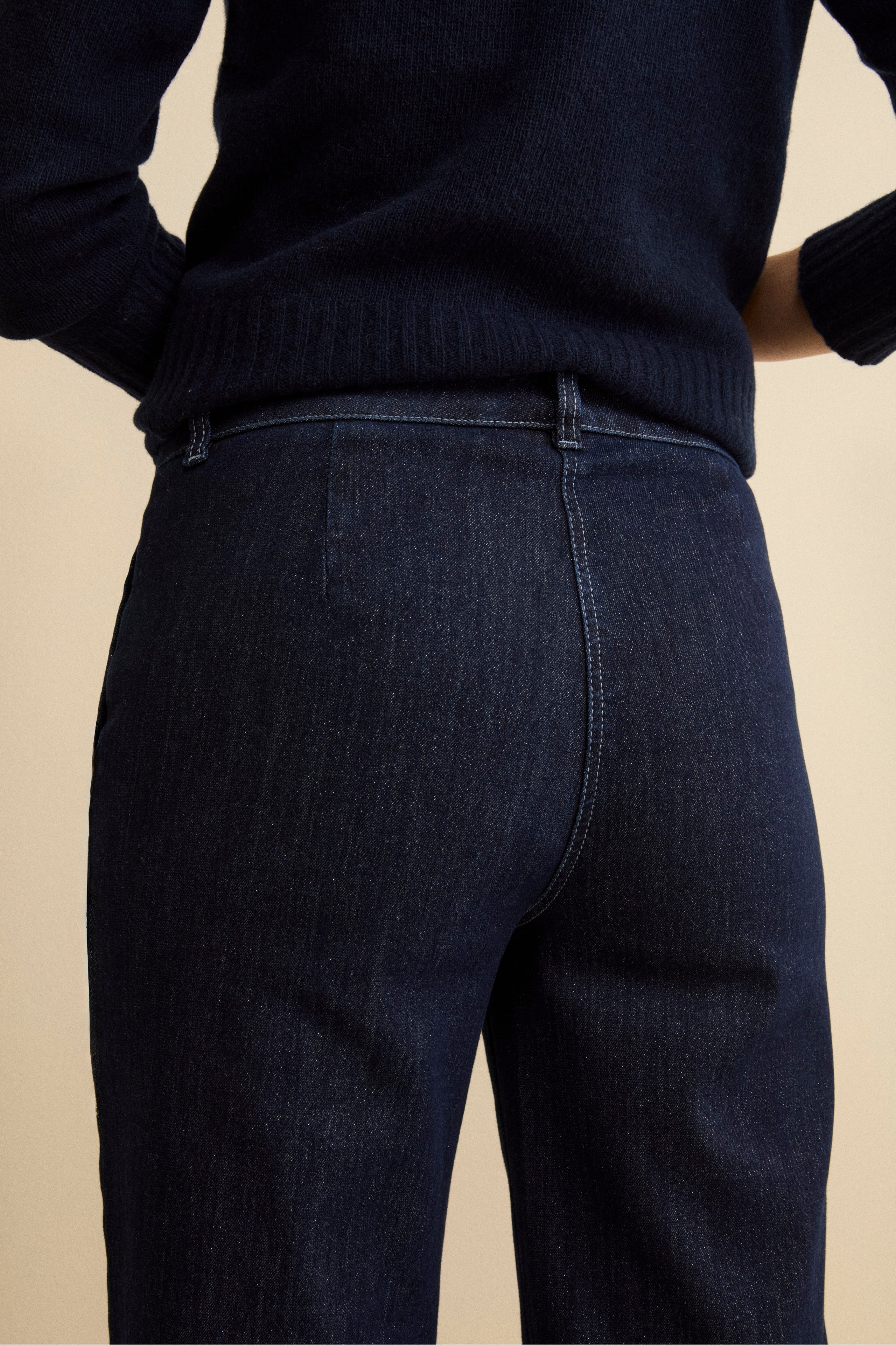 Glitter Flared Trousers - DENIM