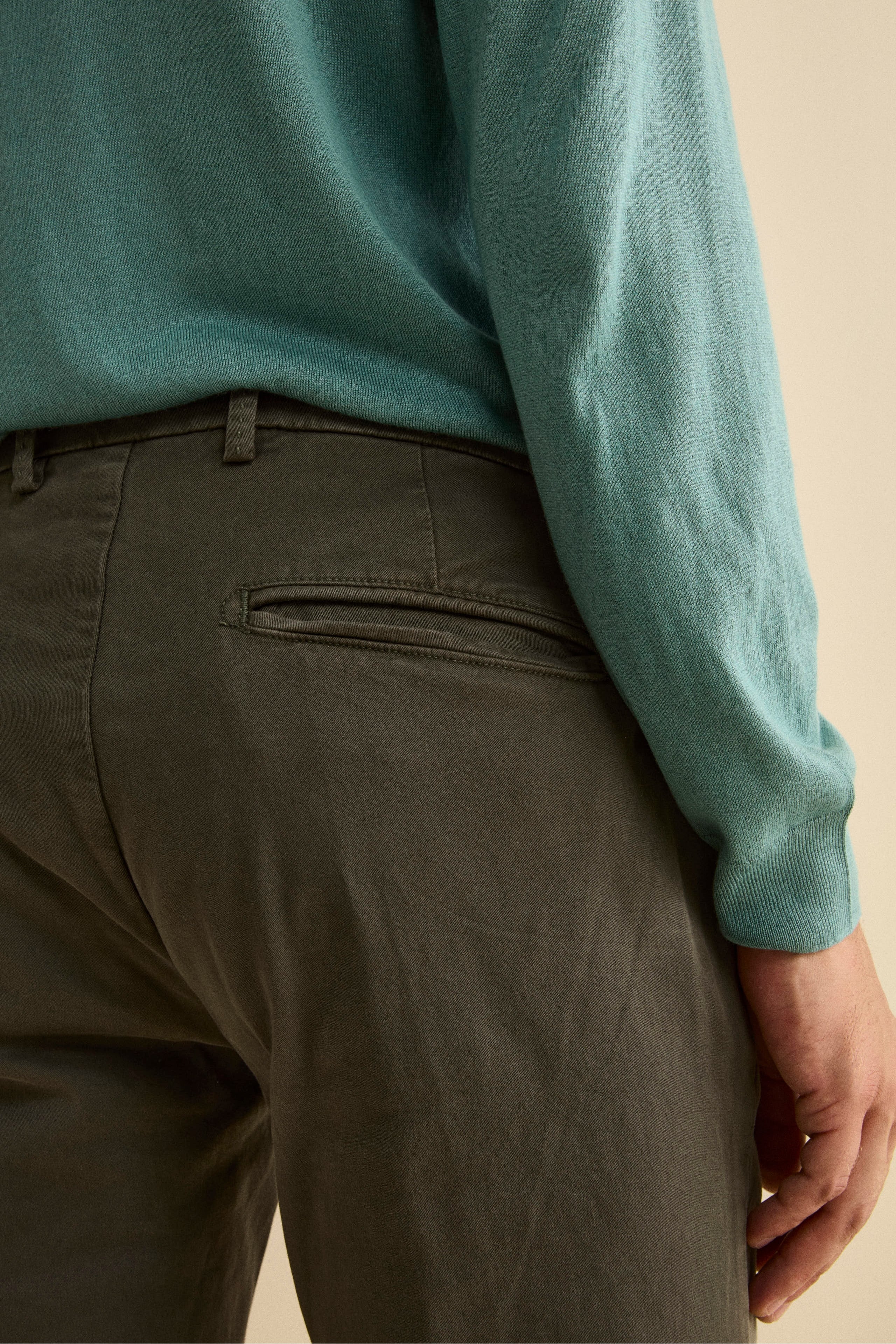 Gabardine Slim Fit Pleated Trousers - GREEN