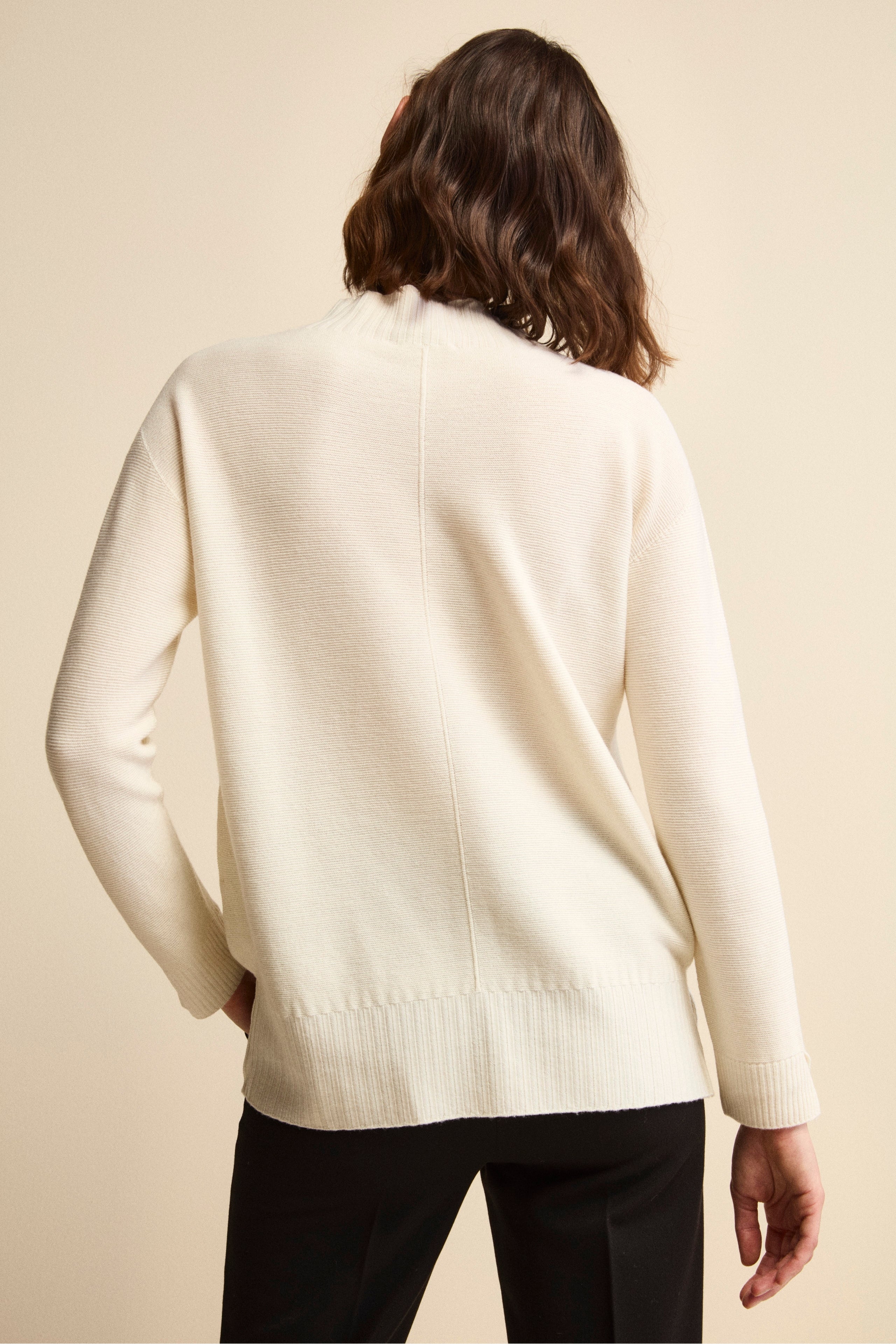 Links-Knit Turtleneck in Merino Wool - WHITE