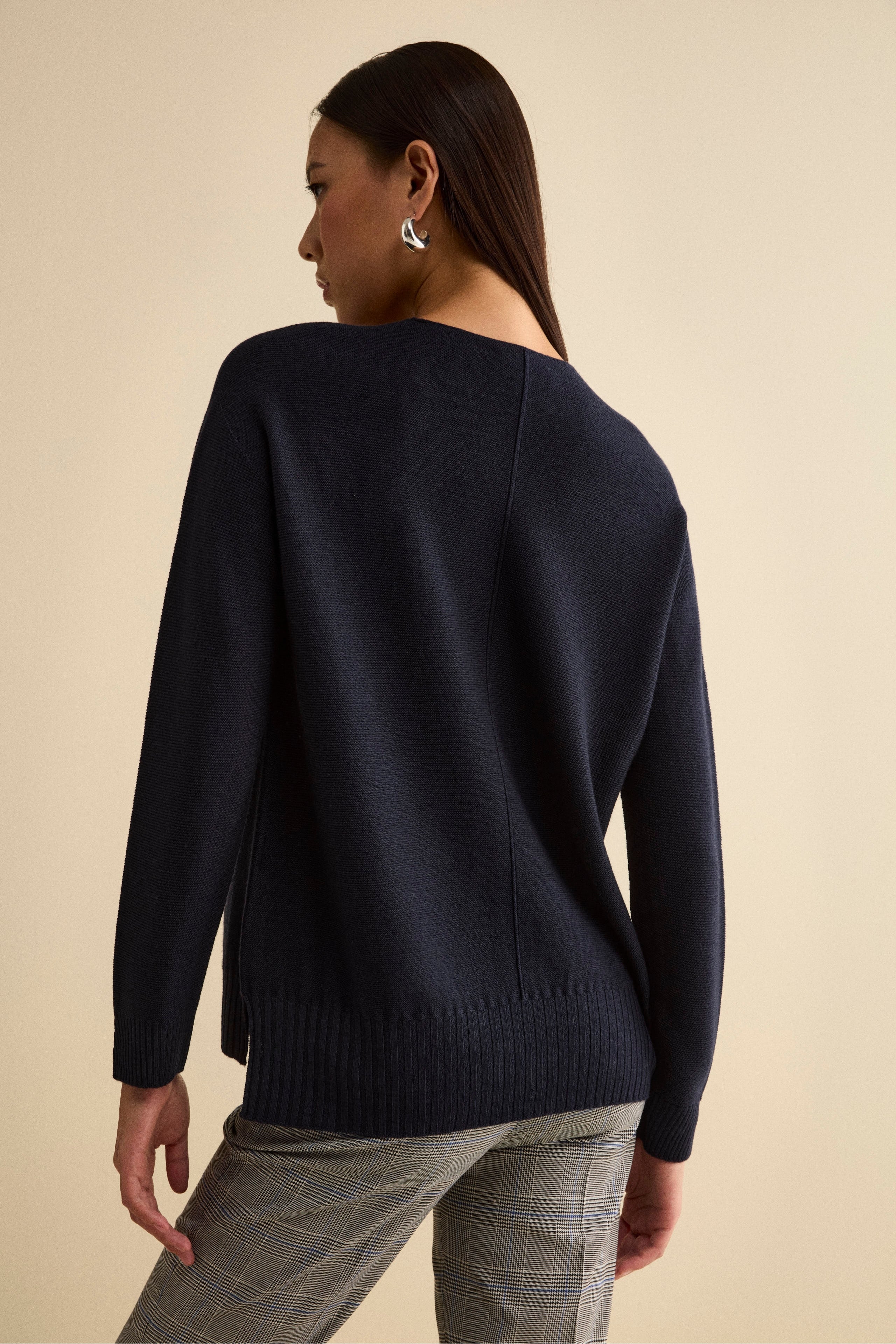 Oversized Merino Wool V-Neck Sweater - BLUE