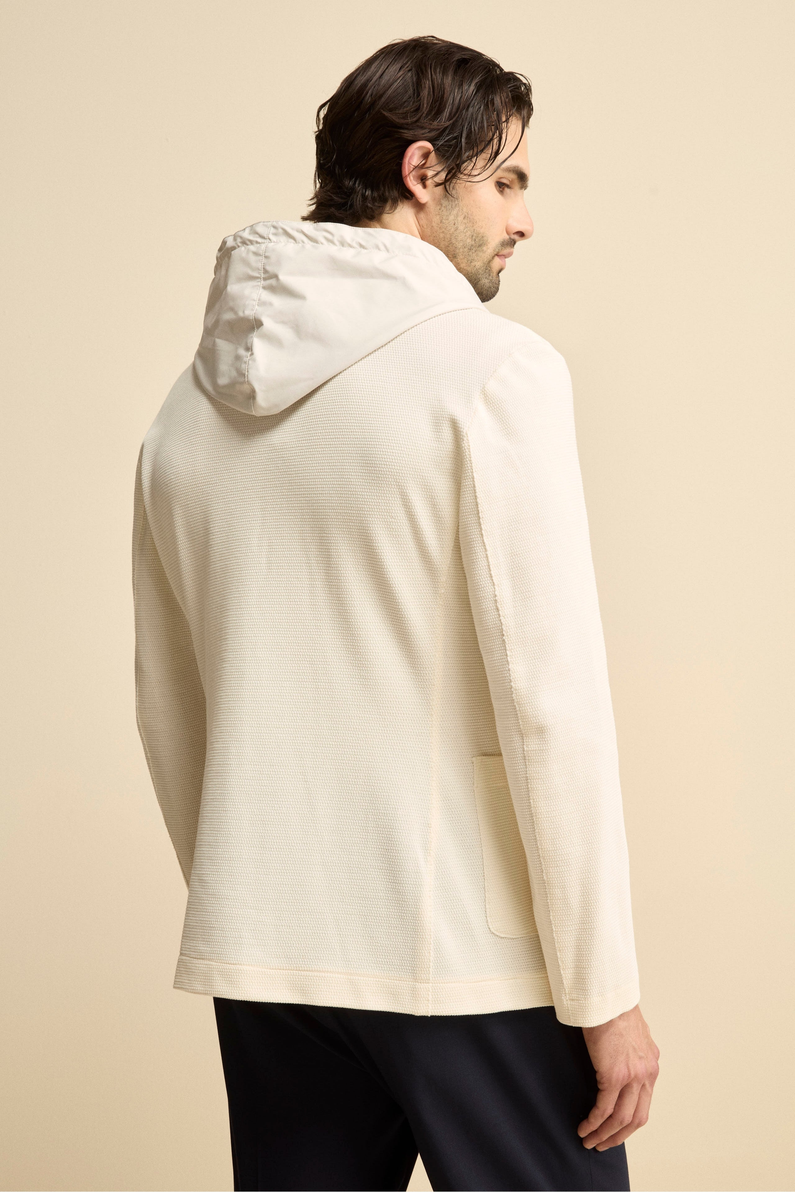 Giacca in Cotone con Pettorina e Cappuccio - NATURALE