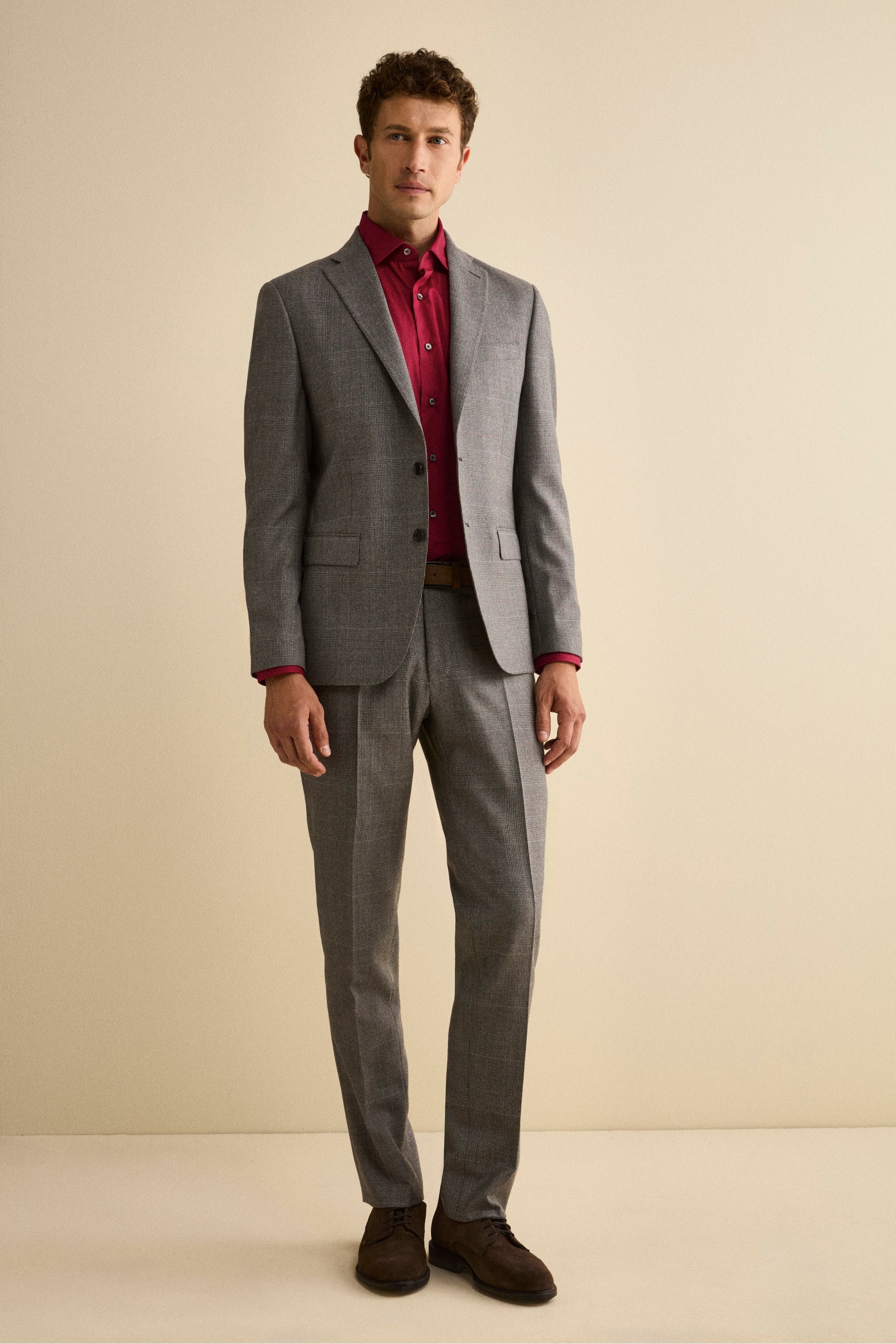 Lined Slim Fit Virgin Wool Suit - -