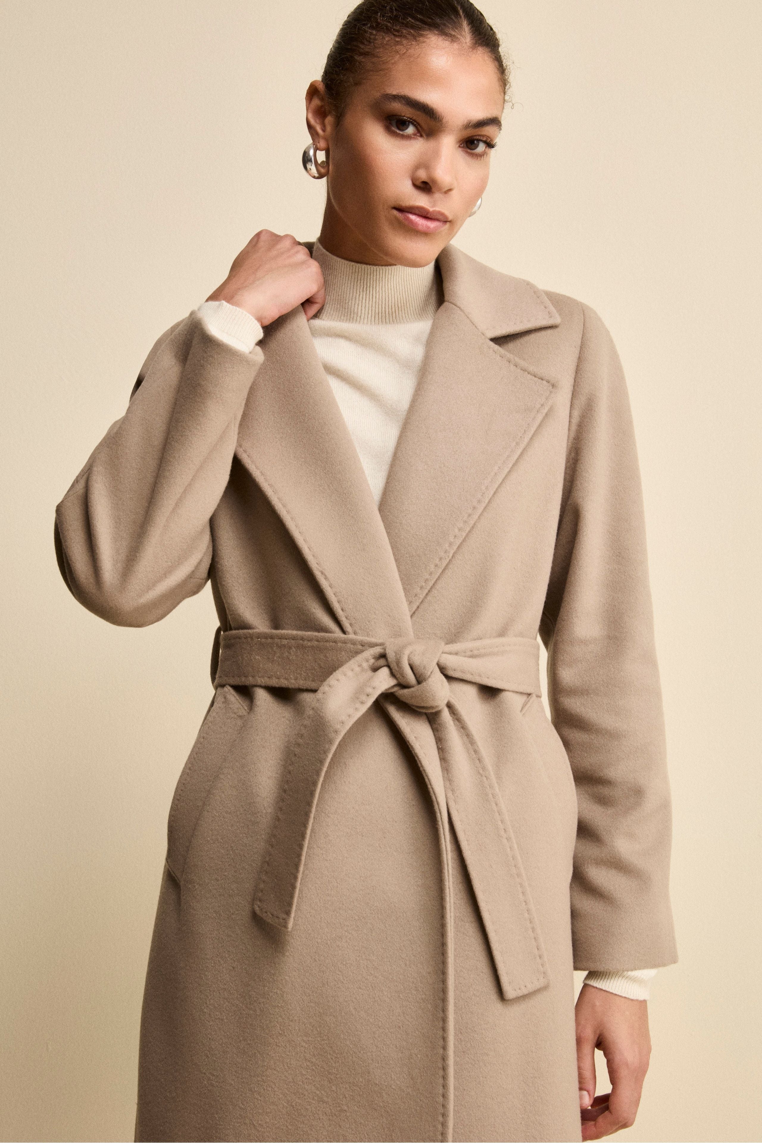 Long coat in wool and cashmere - Brown