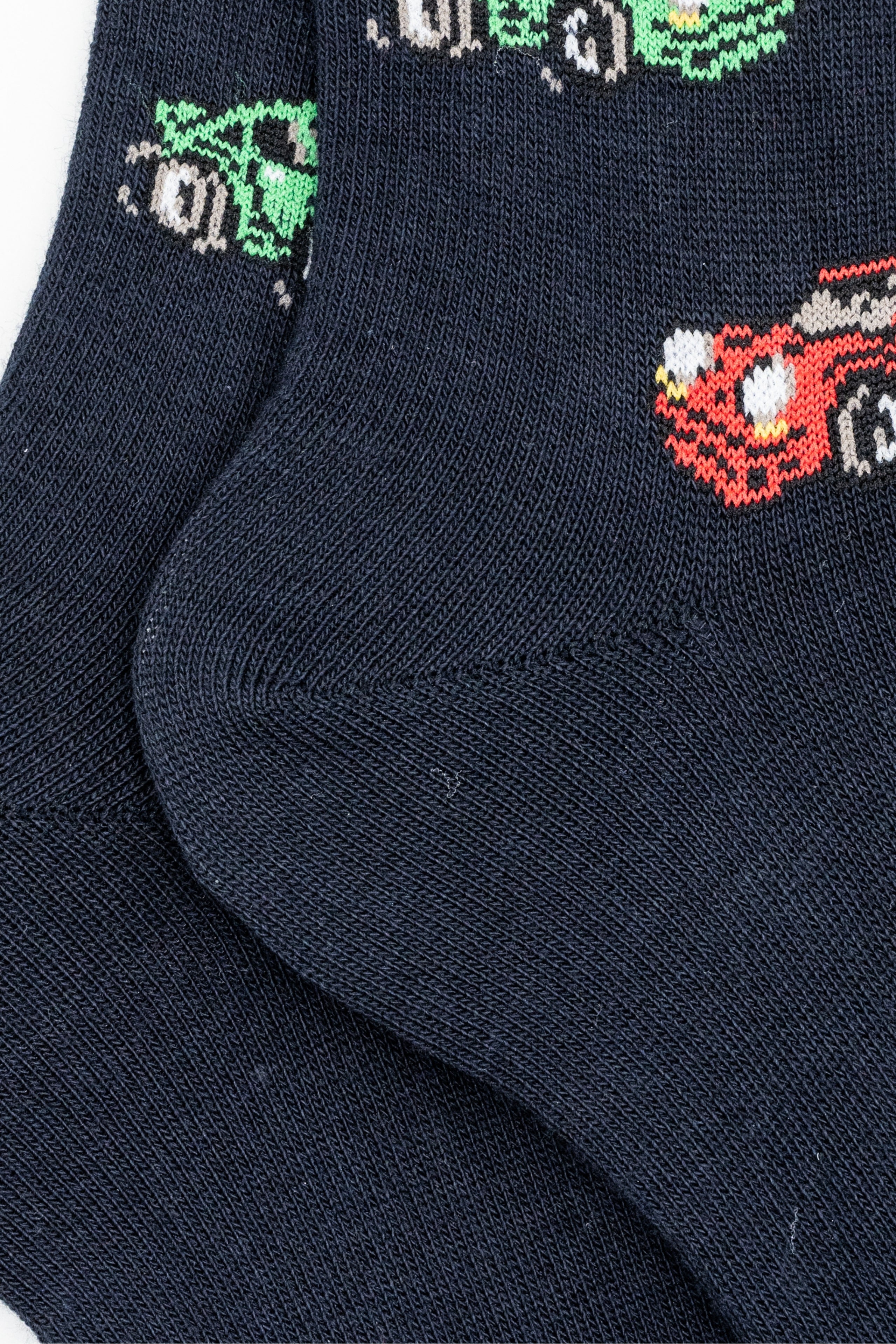 Short Cotton Socks with Car Pattern - BLUE