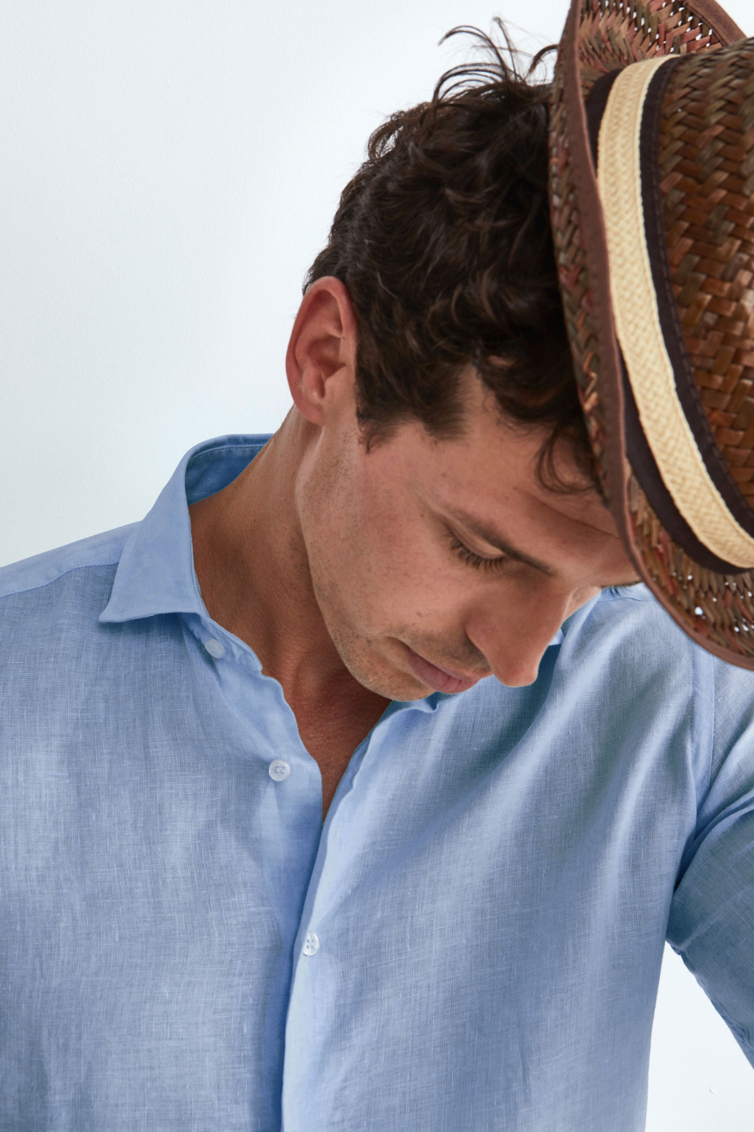 Slim Fit Light Blue Linen Shirt – light-blue