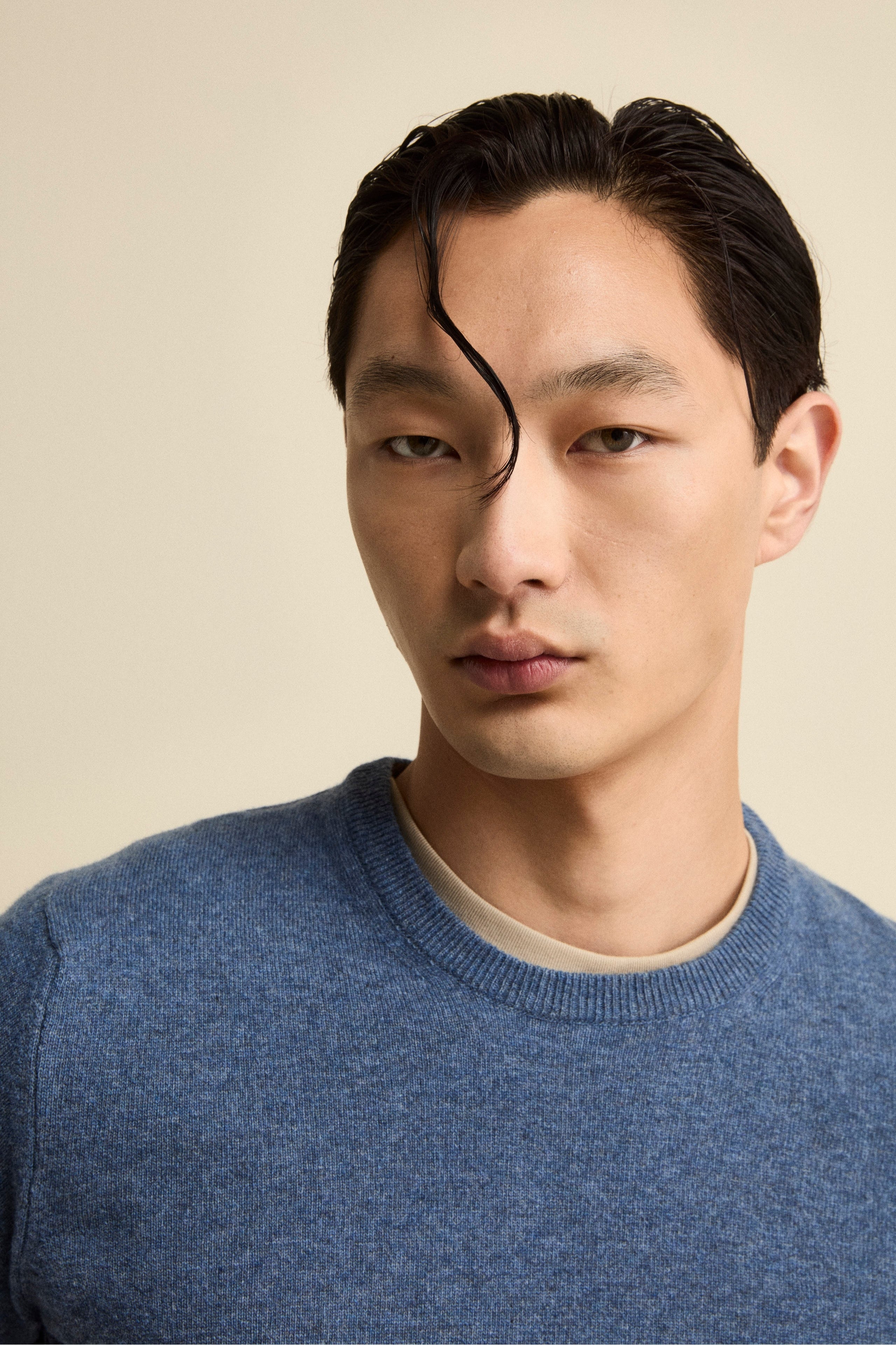 Crew-Neck Regular Fit Sweater in Merino Wool - DENIM