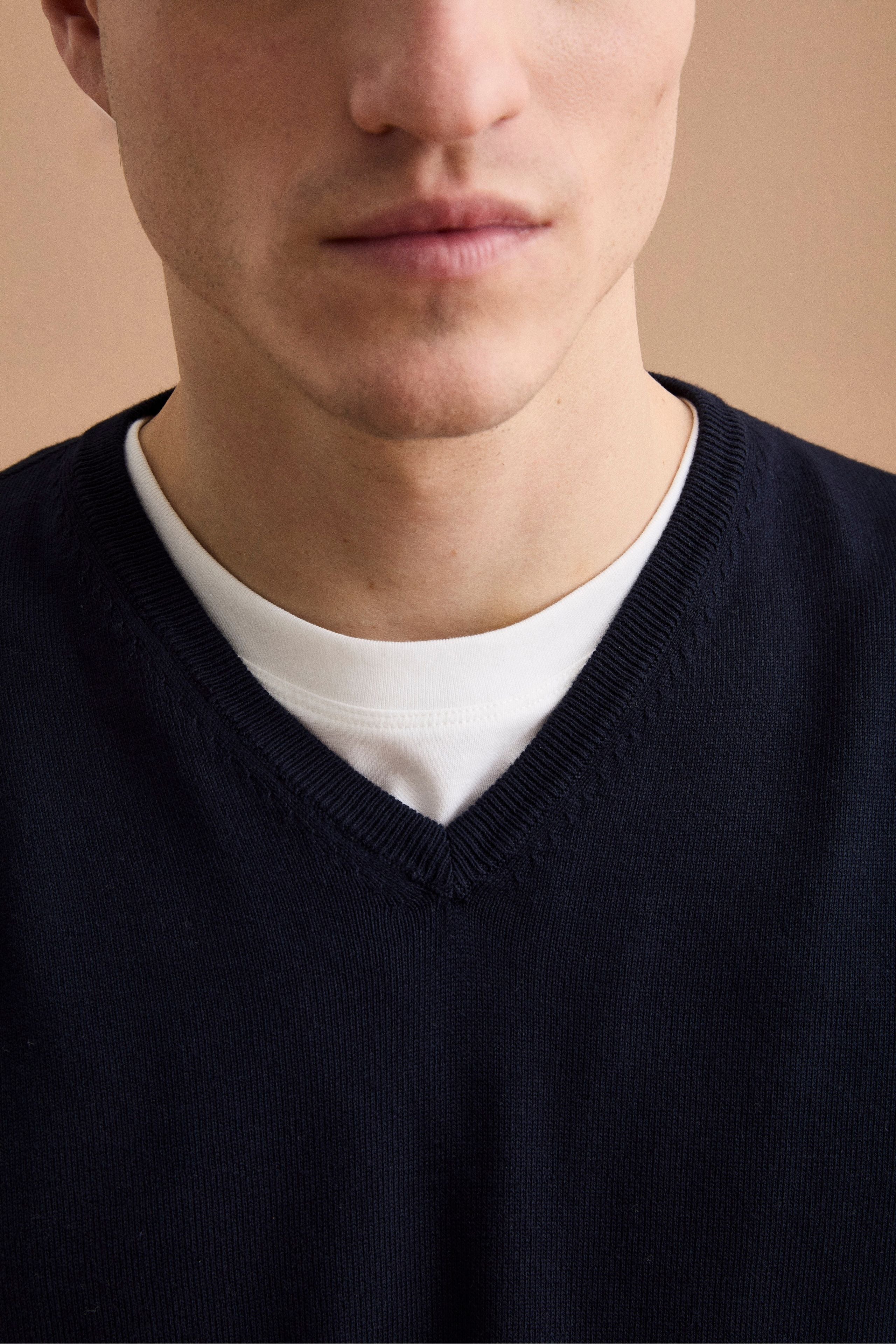 Herren Regular-Fit V-Ausschnitt Pullover aus Baumwolle - BLAU