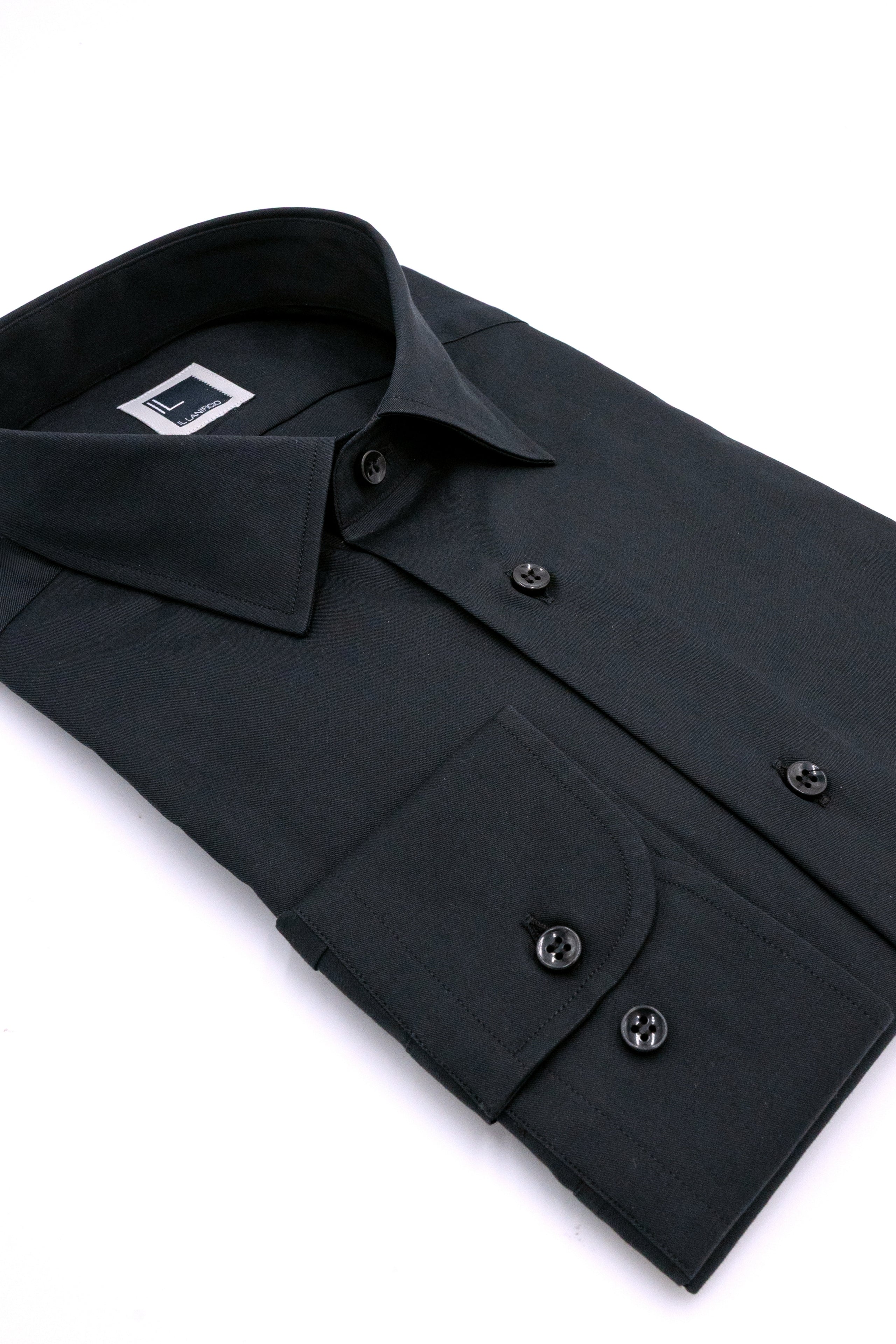 Slim Fit Shirt in Cotton Twill - BLACK