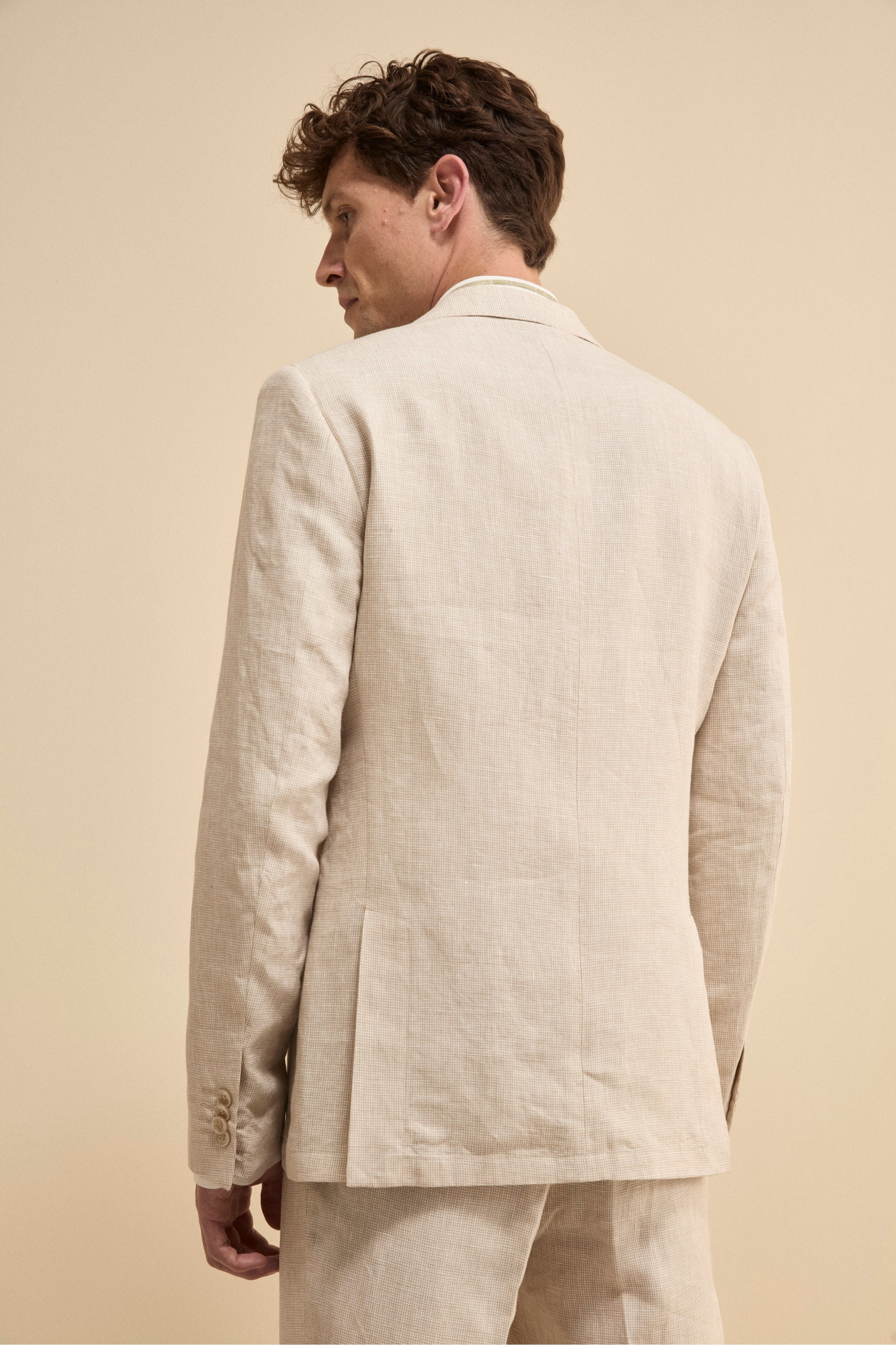 Abito Monopetto Slim Fit in Lino - FANT. BEIGE