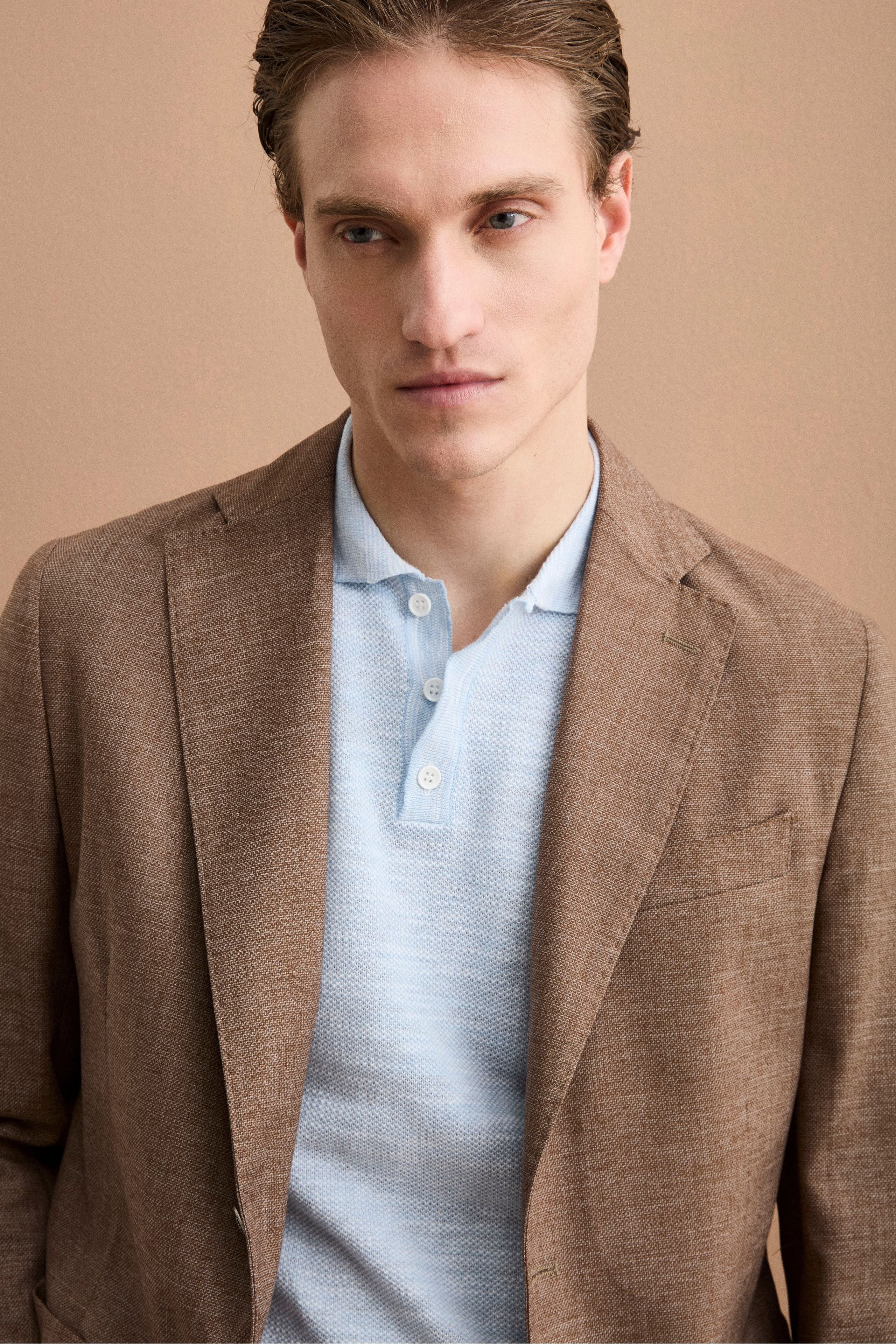 Giacca Monopetto Destrutturata in Misto Lana - NOCCIOLA