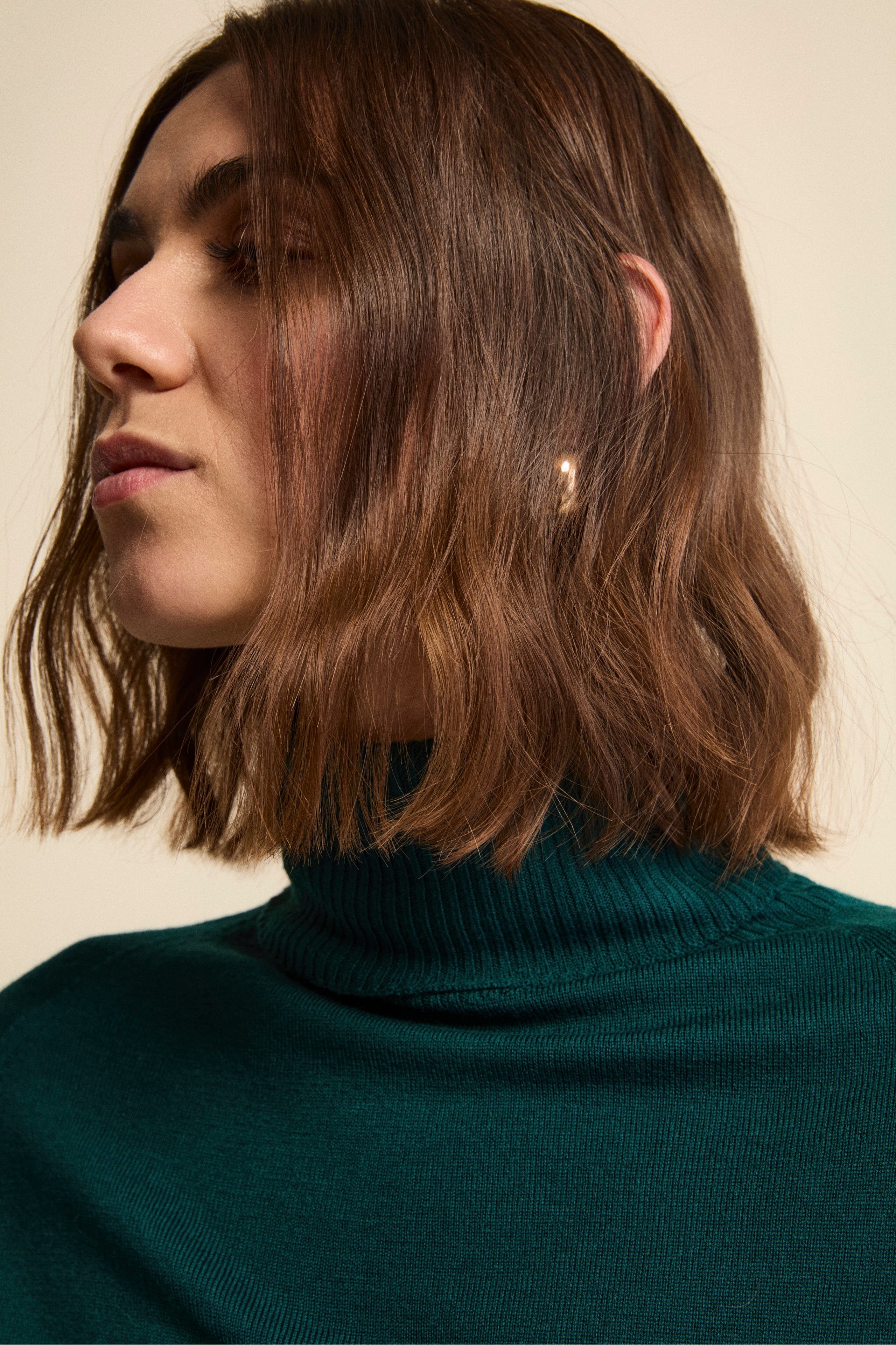 Raglan Turtleneck in Merino Wool - GREEN