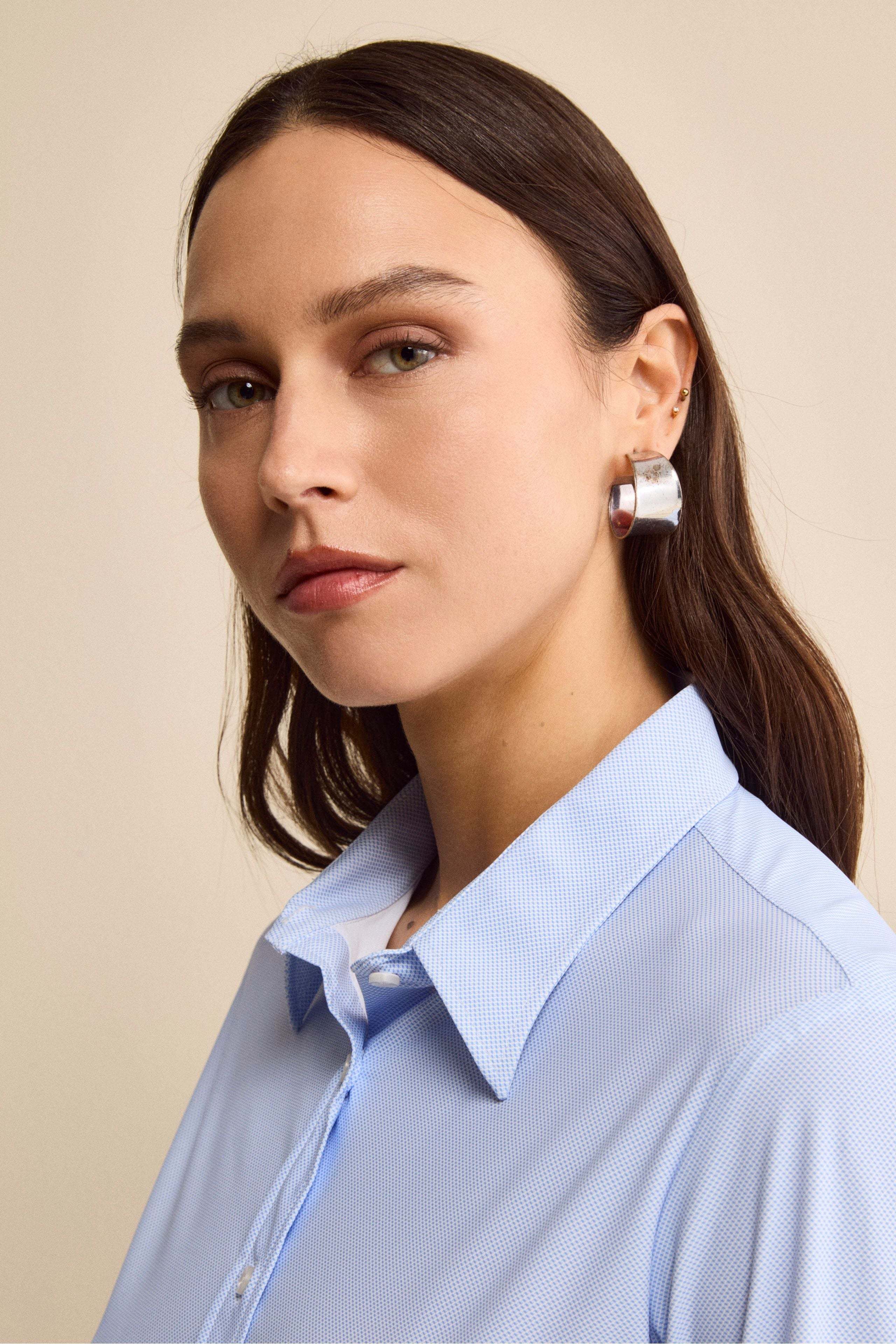 Micro-Pattern Shirt in Technical Fabric - Light blue pattern