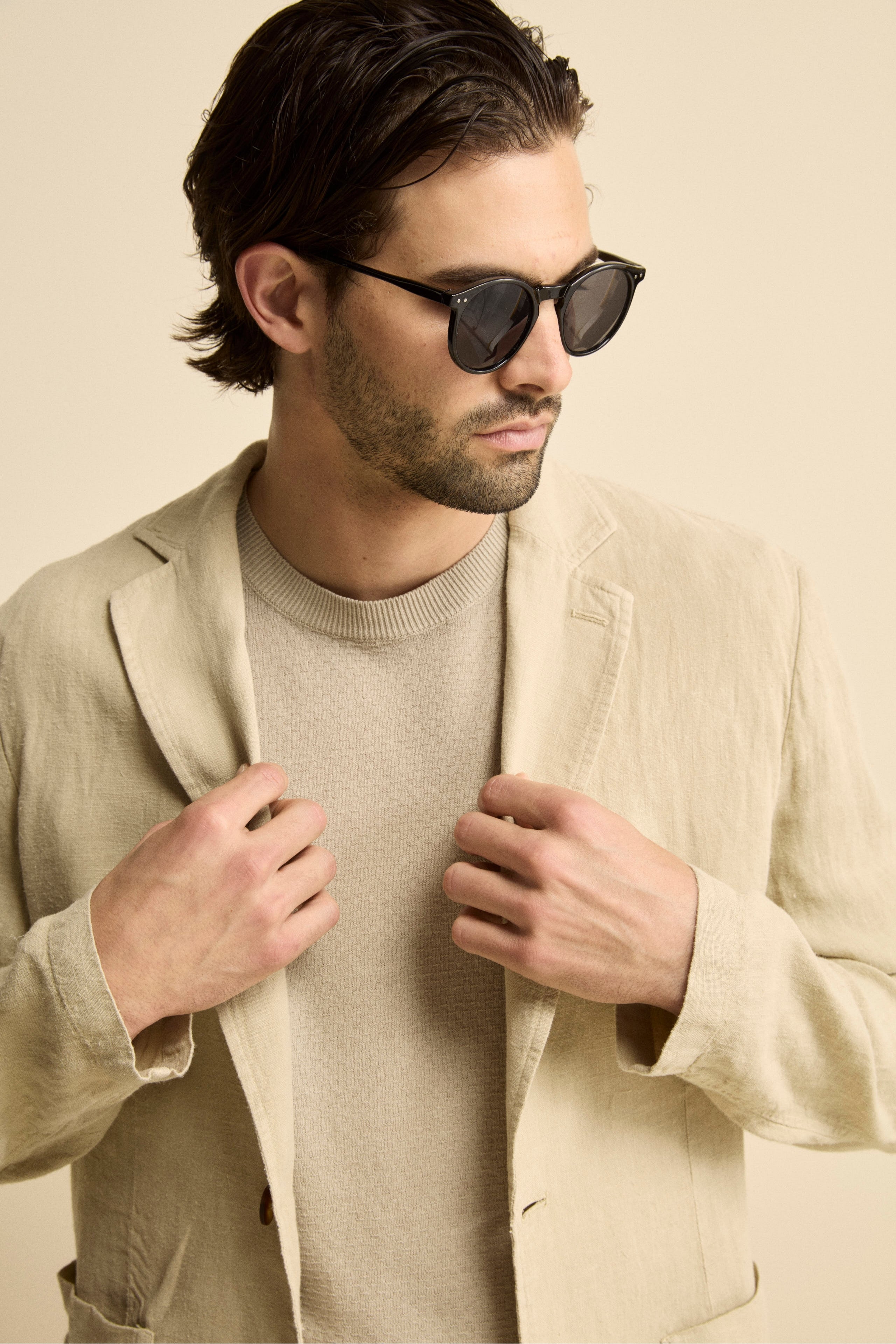 Giacca Beige in Lino - BEIGE