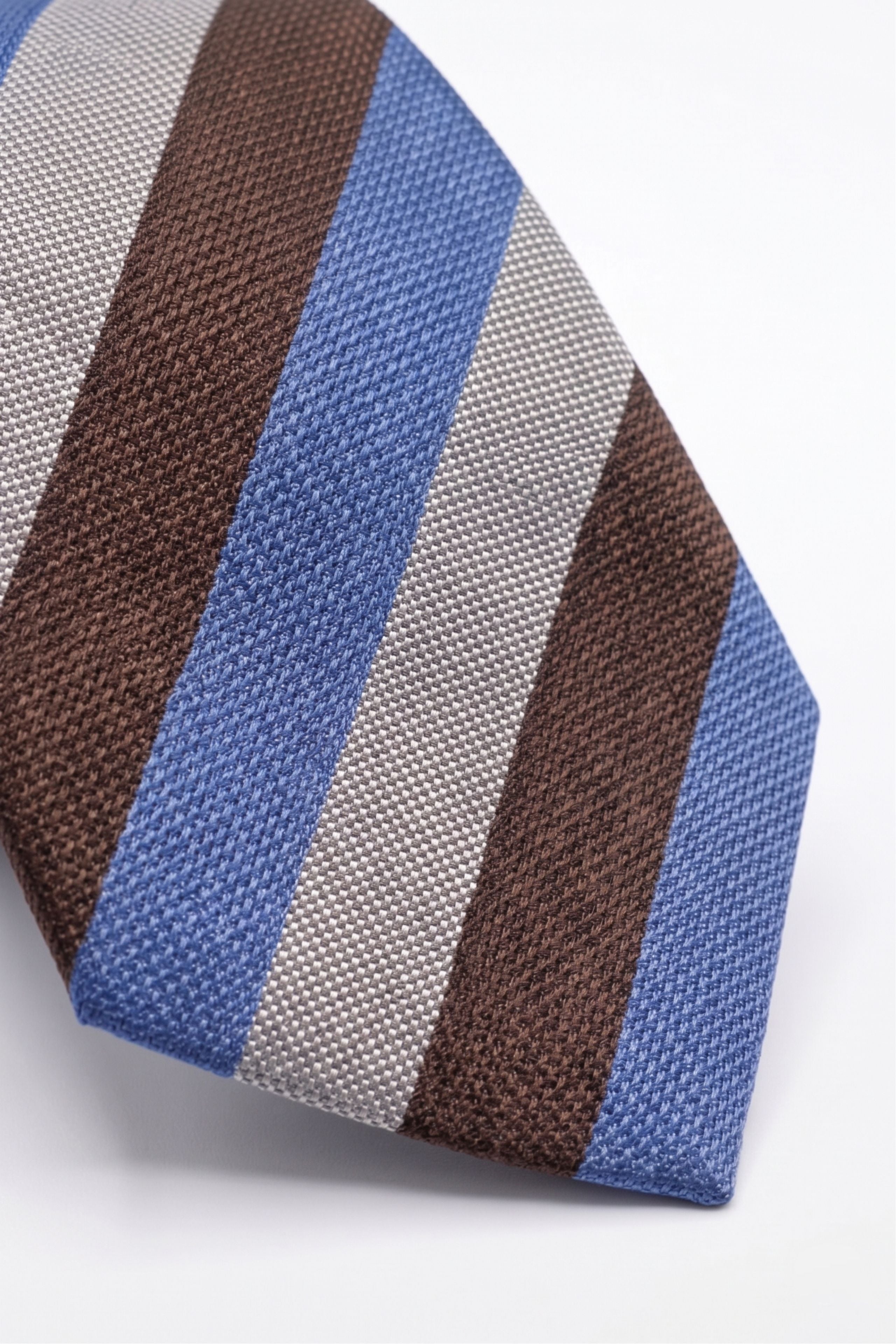 Cravate en Soie à Rayures - Rayures bleu-brun