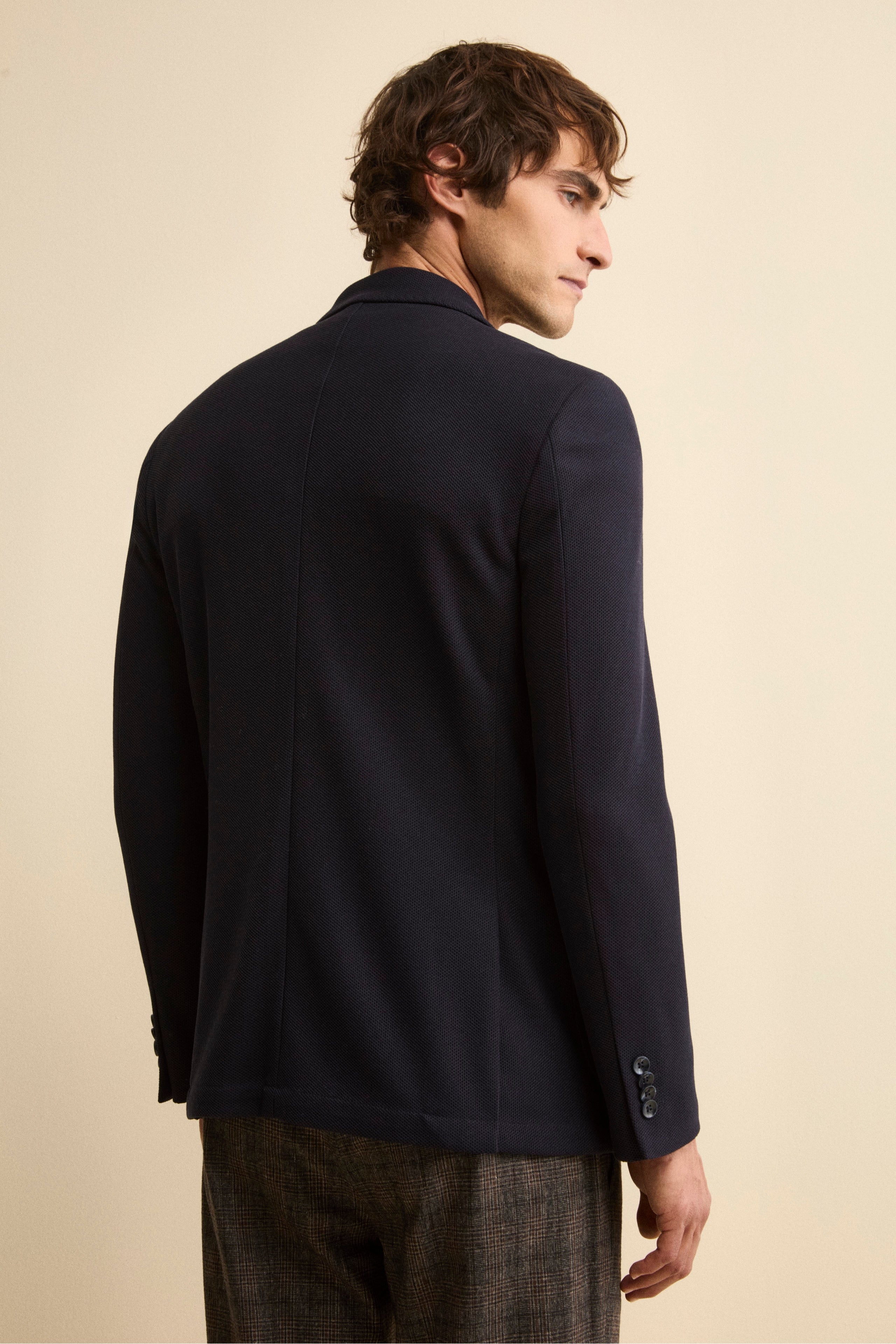 Unlined Double-Breasted Blazer Regular Fit - Navy blue