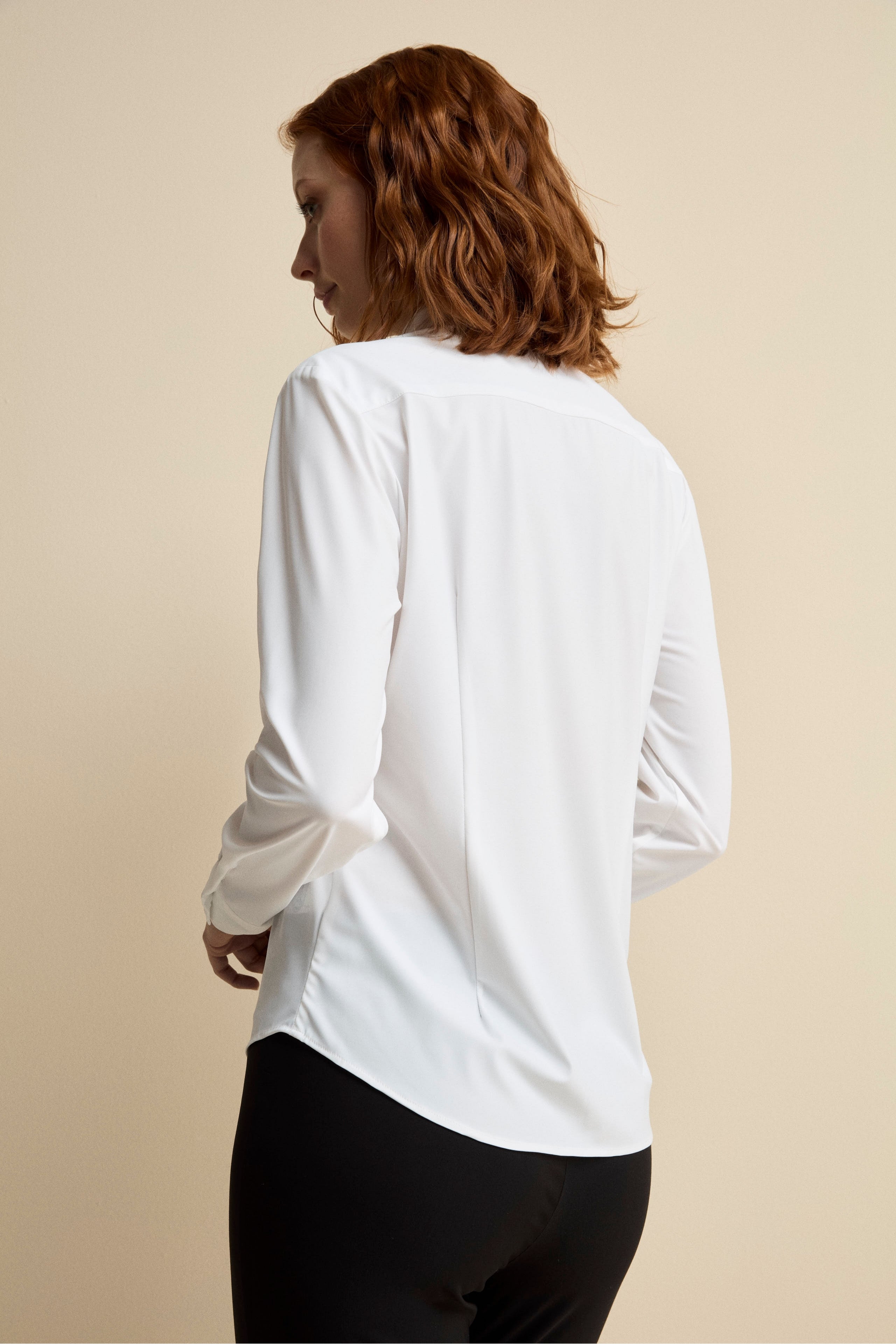 Camicia Jersey con Pinces - BIANCO