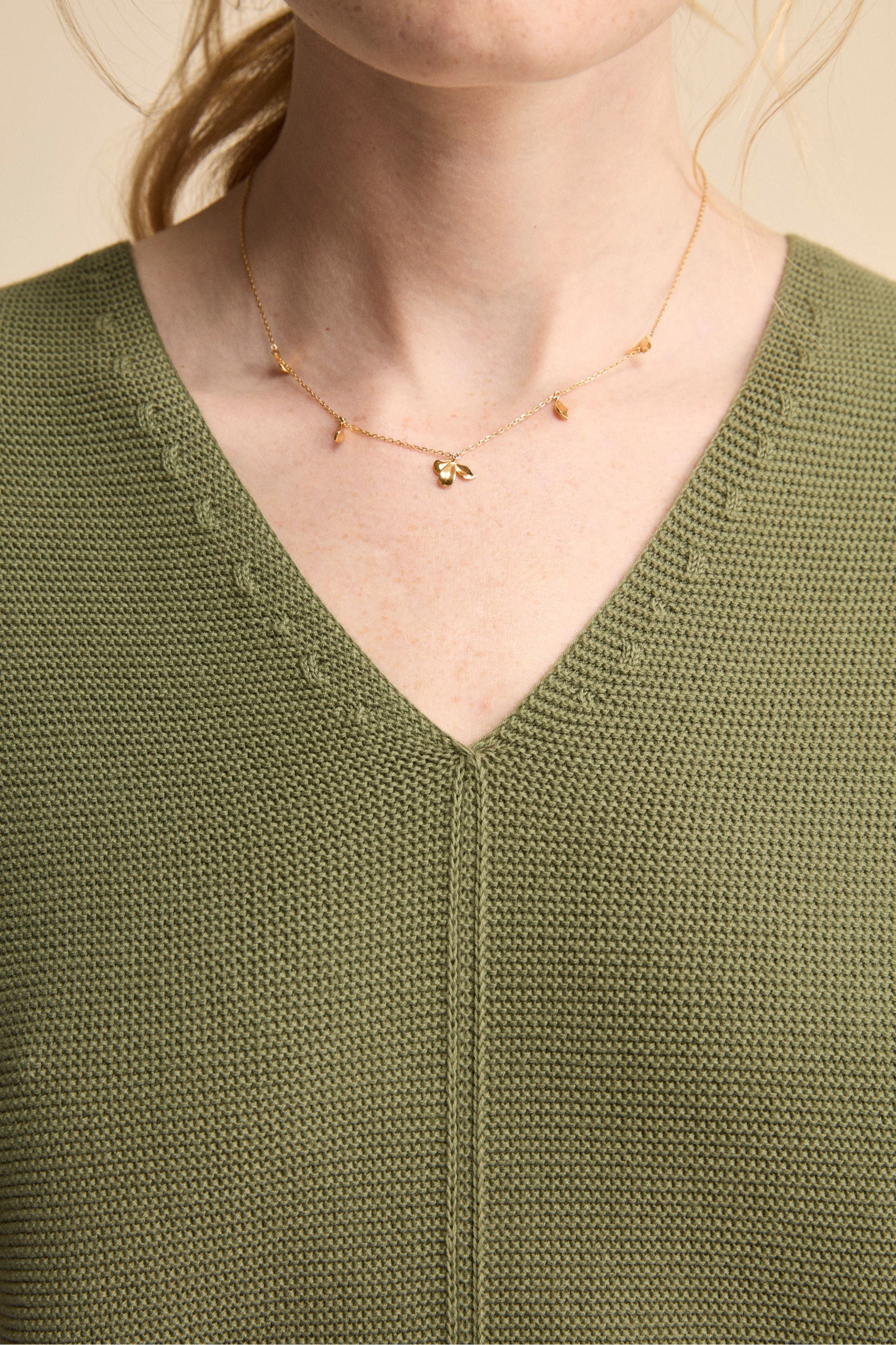 Maglia Over Scollo a V in Cotone - VERDE MILITARE