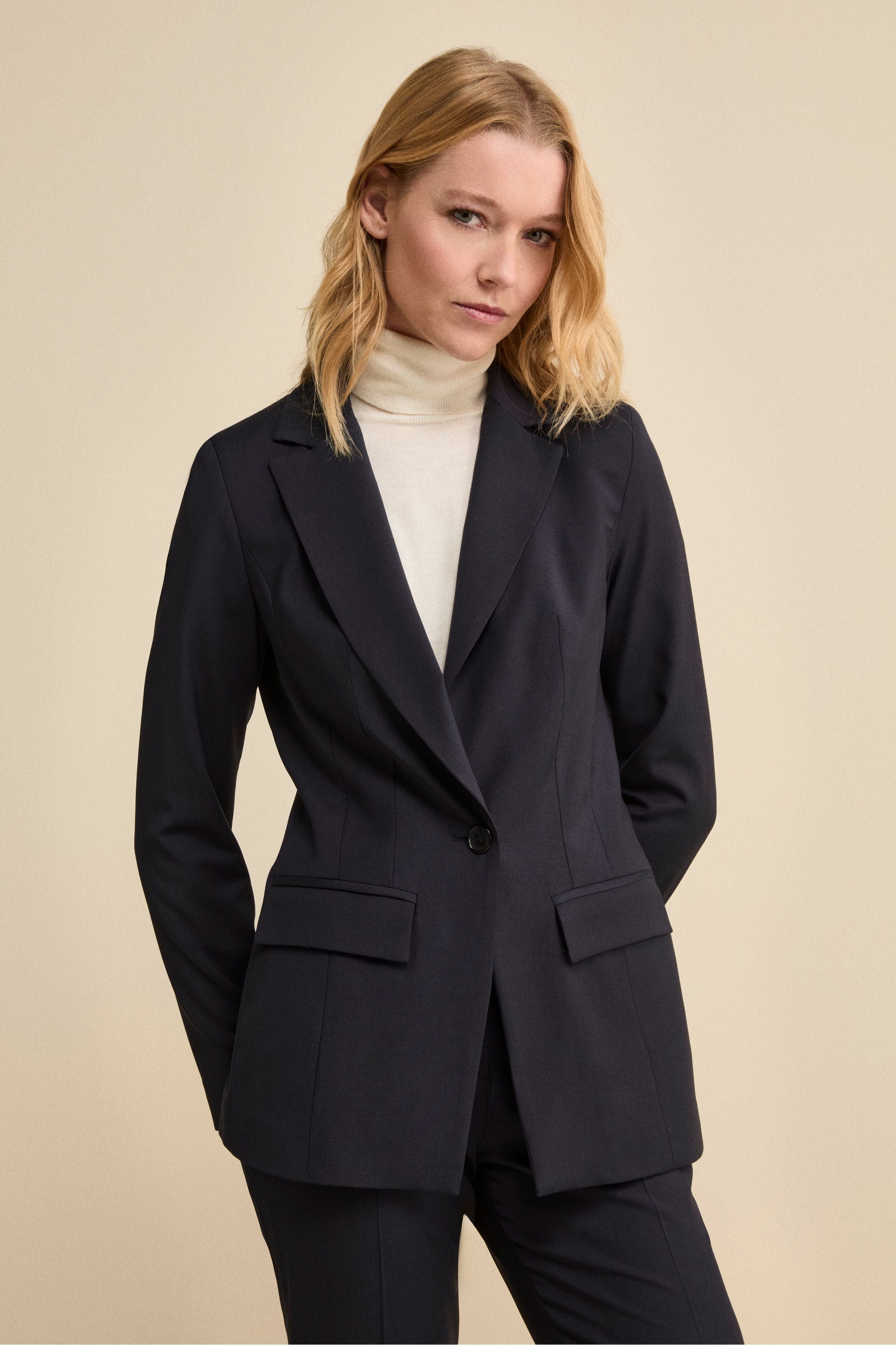 Single-Breasted Lined Suit in Virgin Wool - BLUE