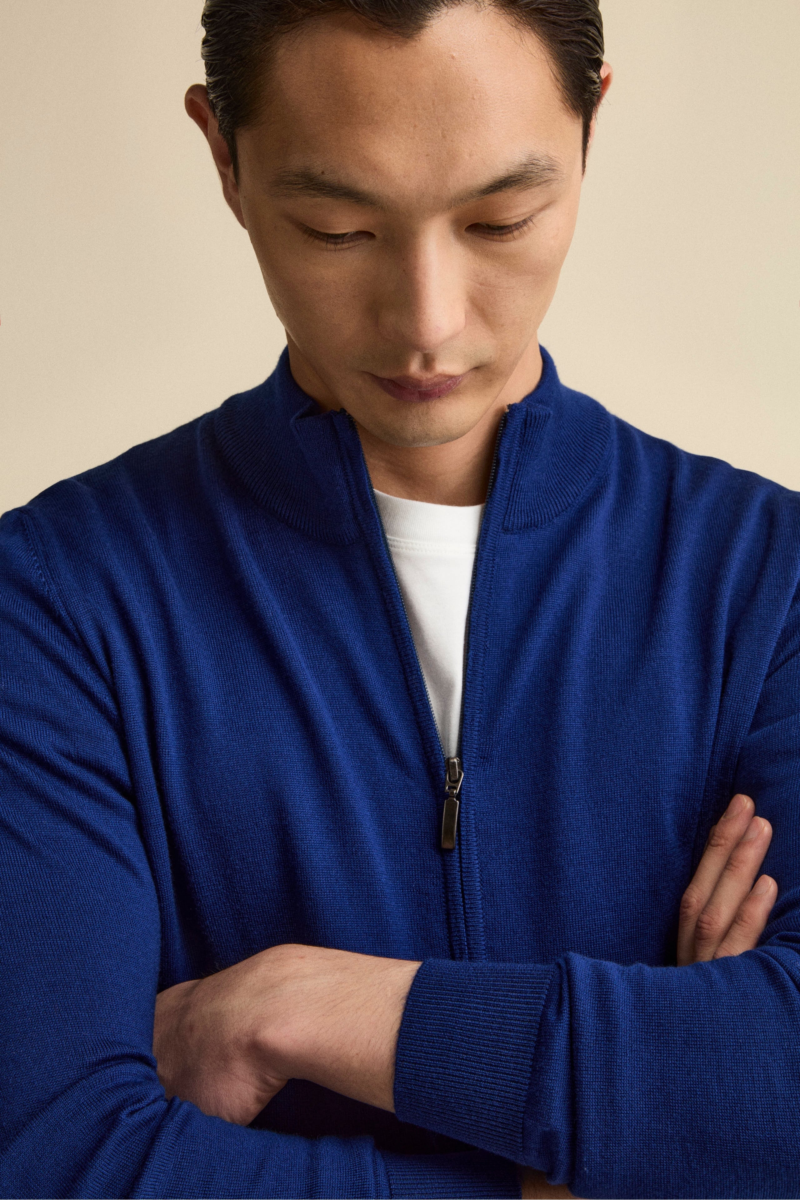 Bomber with Zip and Turtleneck - Light Blue