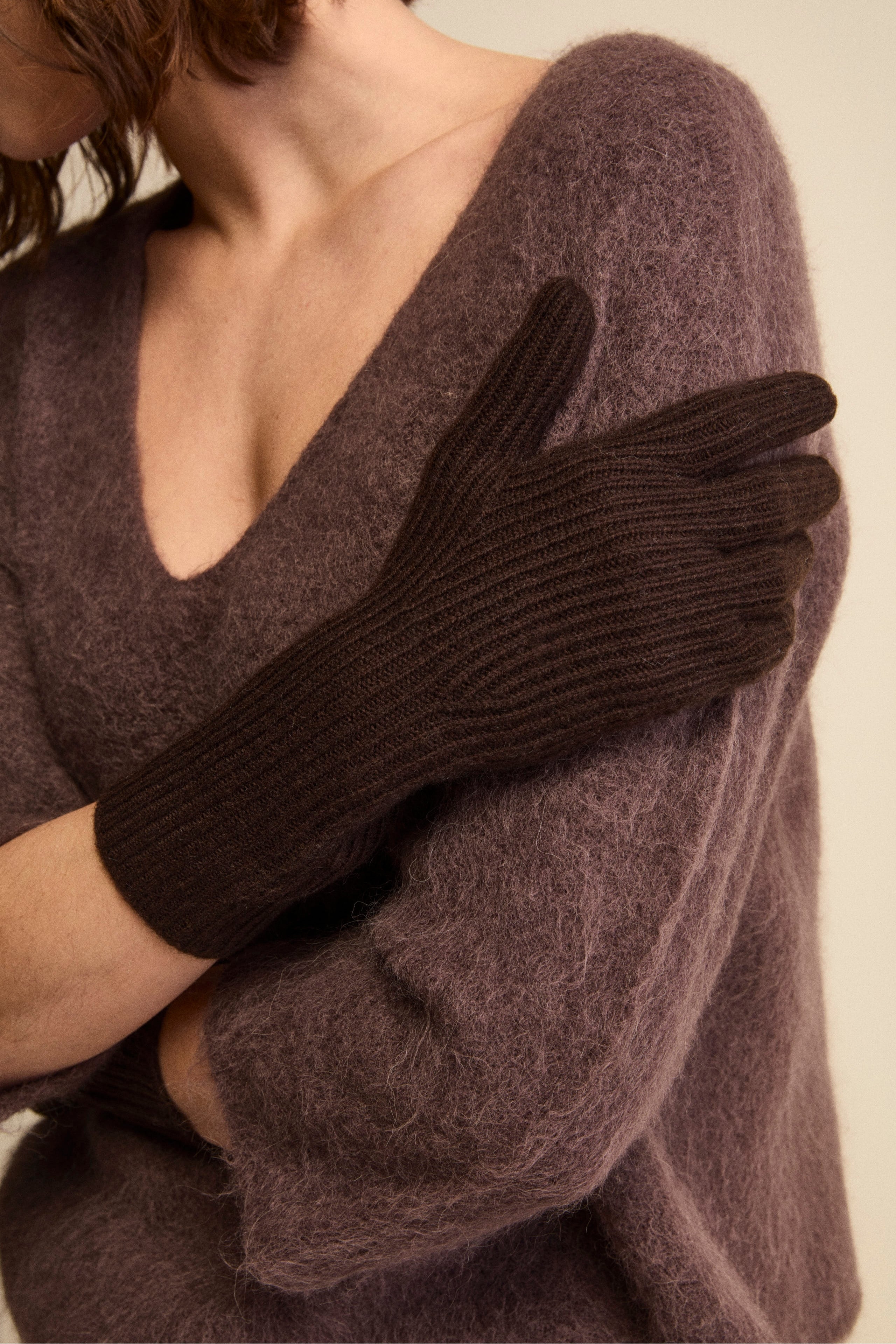 Ribbed Wool and Cashmere Glove - -