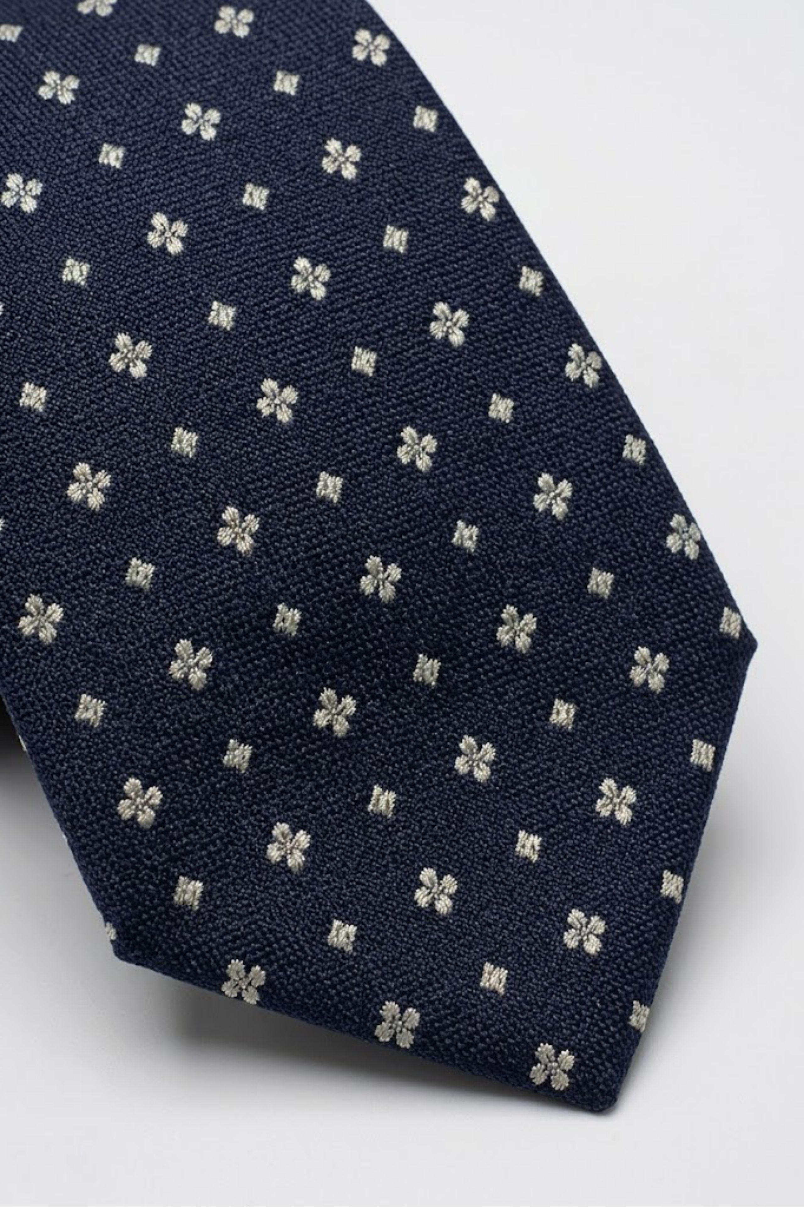 Cravate en Soie à Motif Floral - Motif bleu