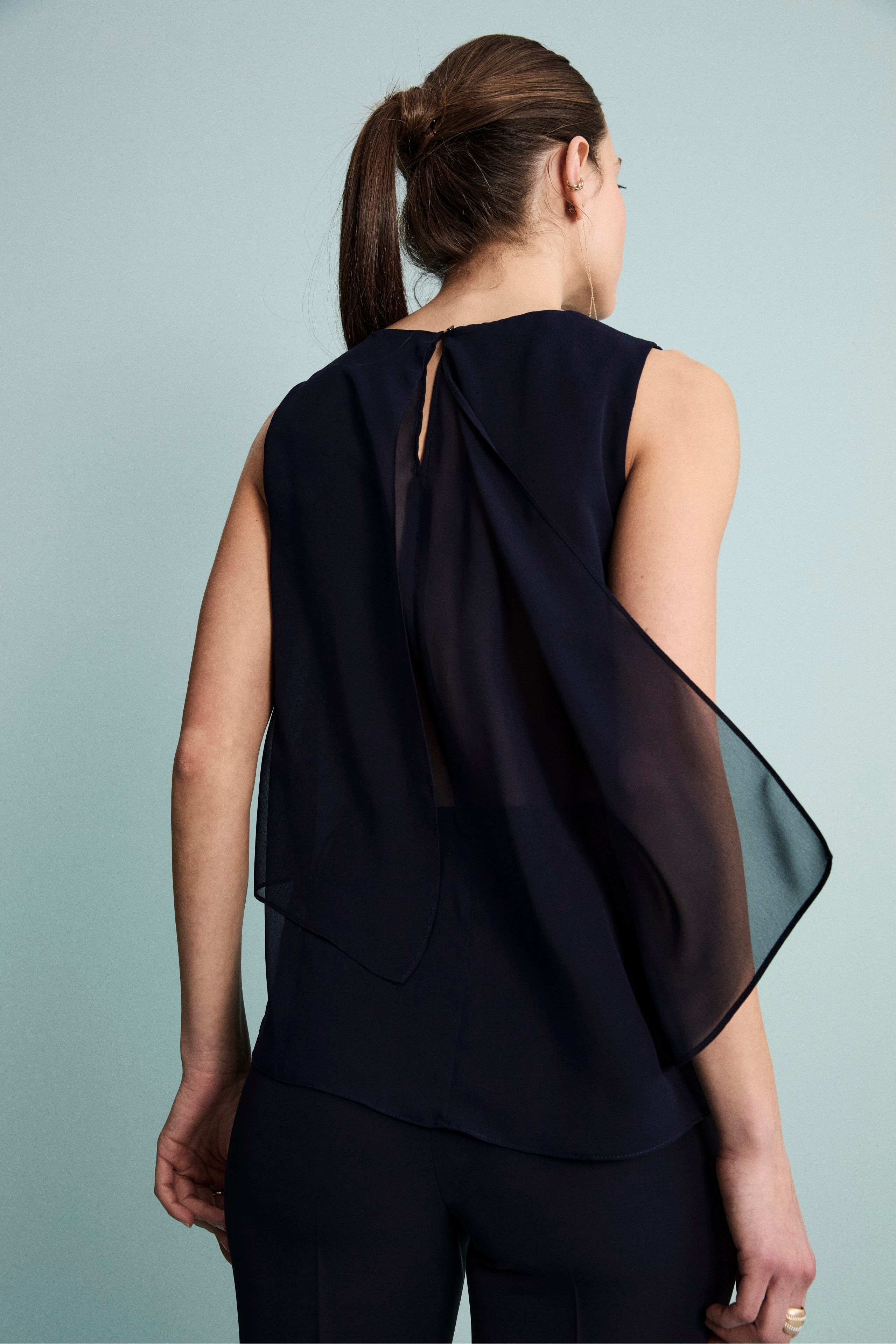 Top Elegante in Georgette con Pannelli - BLU