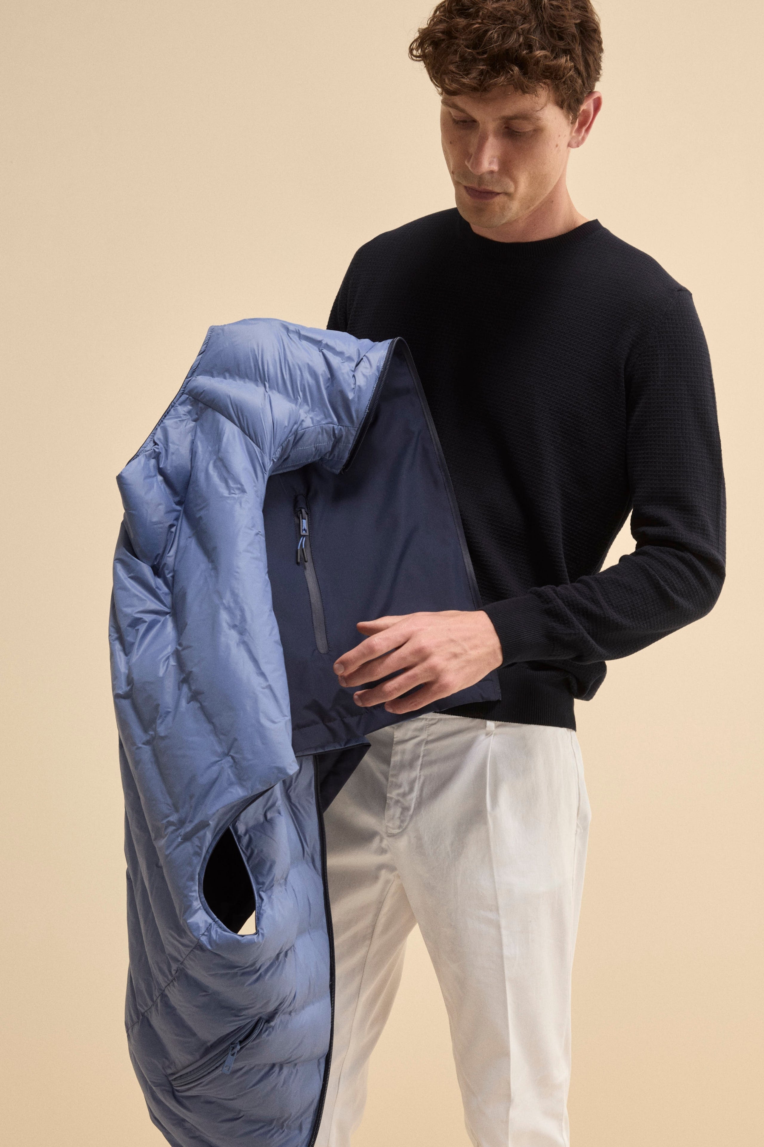 Gilet Reversibile Imbottito con Zip - BLU