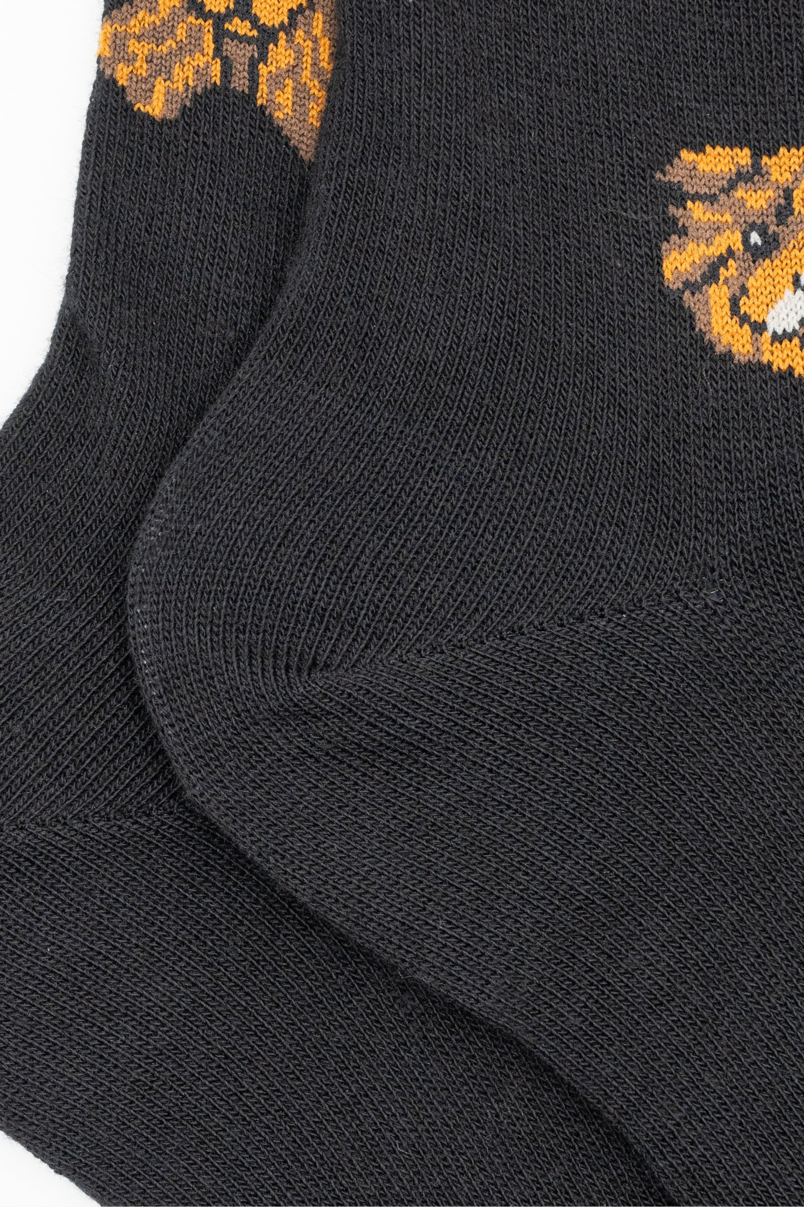 Long Cotton Socks with Dog Pattern - BLACK