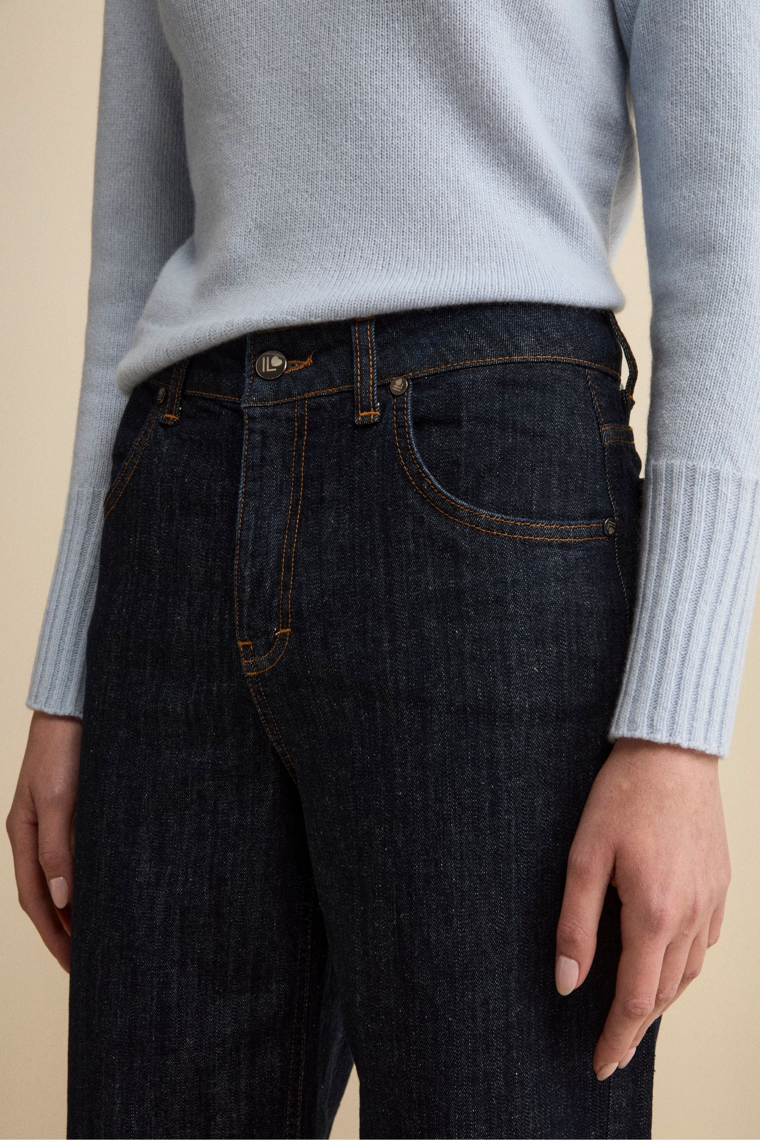 Fringed Wide-Leg Jeans - DENIM