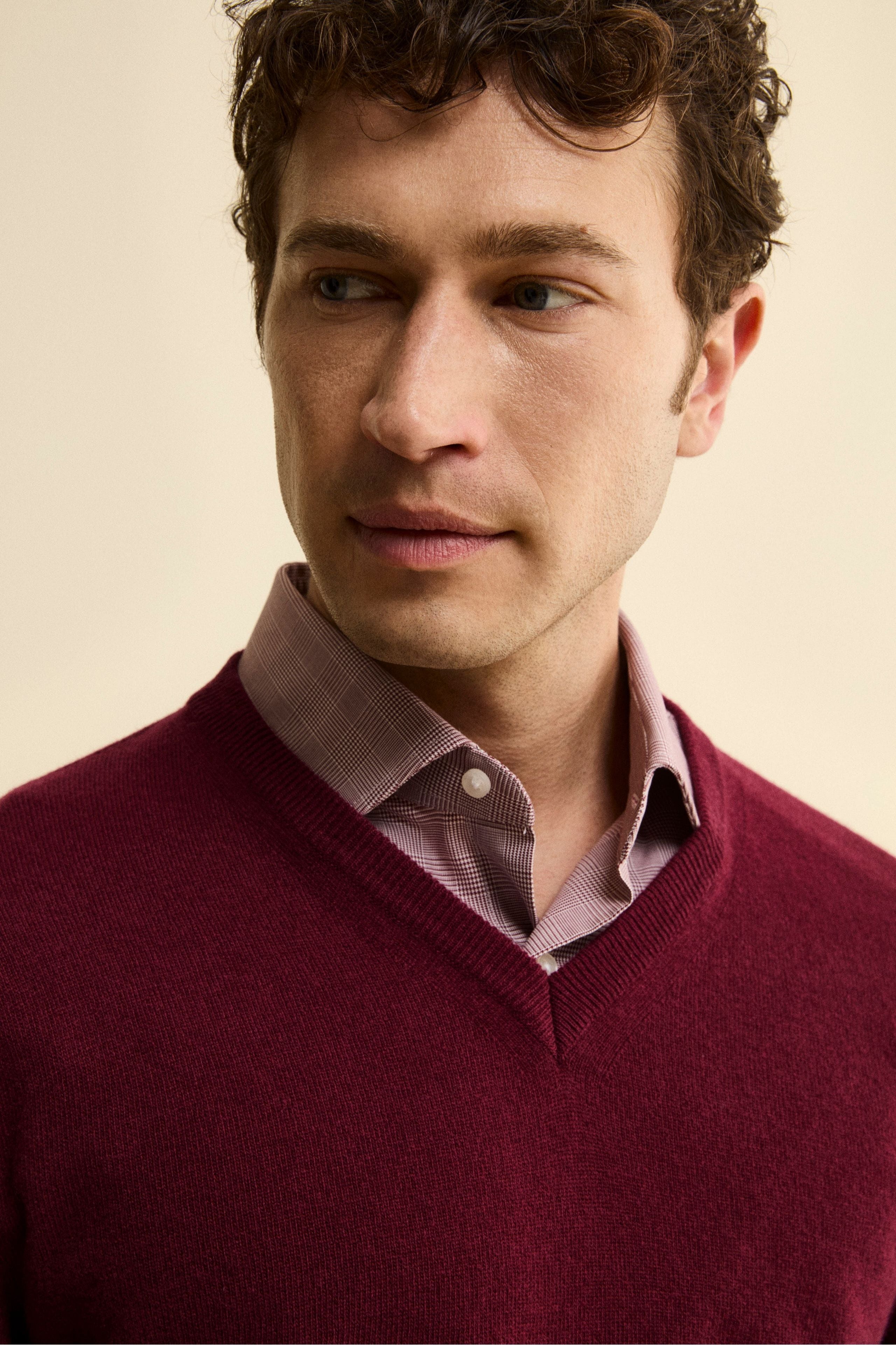Wool V-neck sweater - Cherry