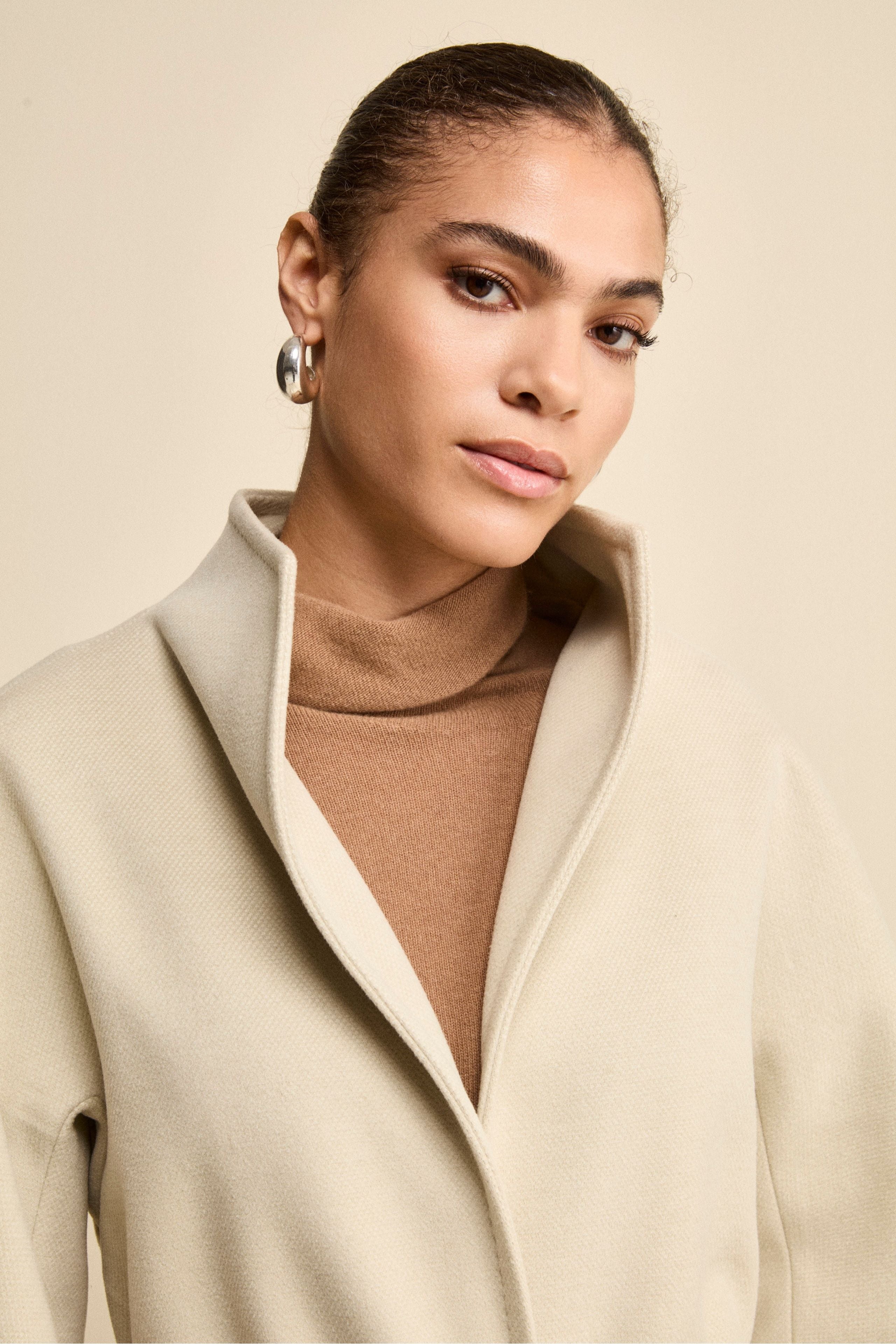 Long Lined Belted Coat - BEIGE