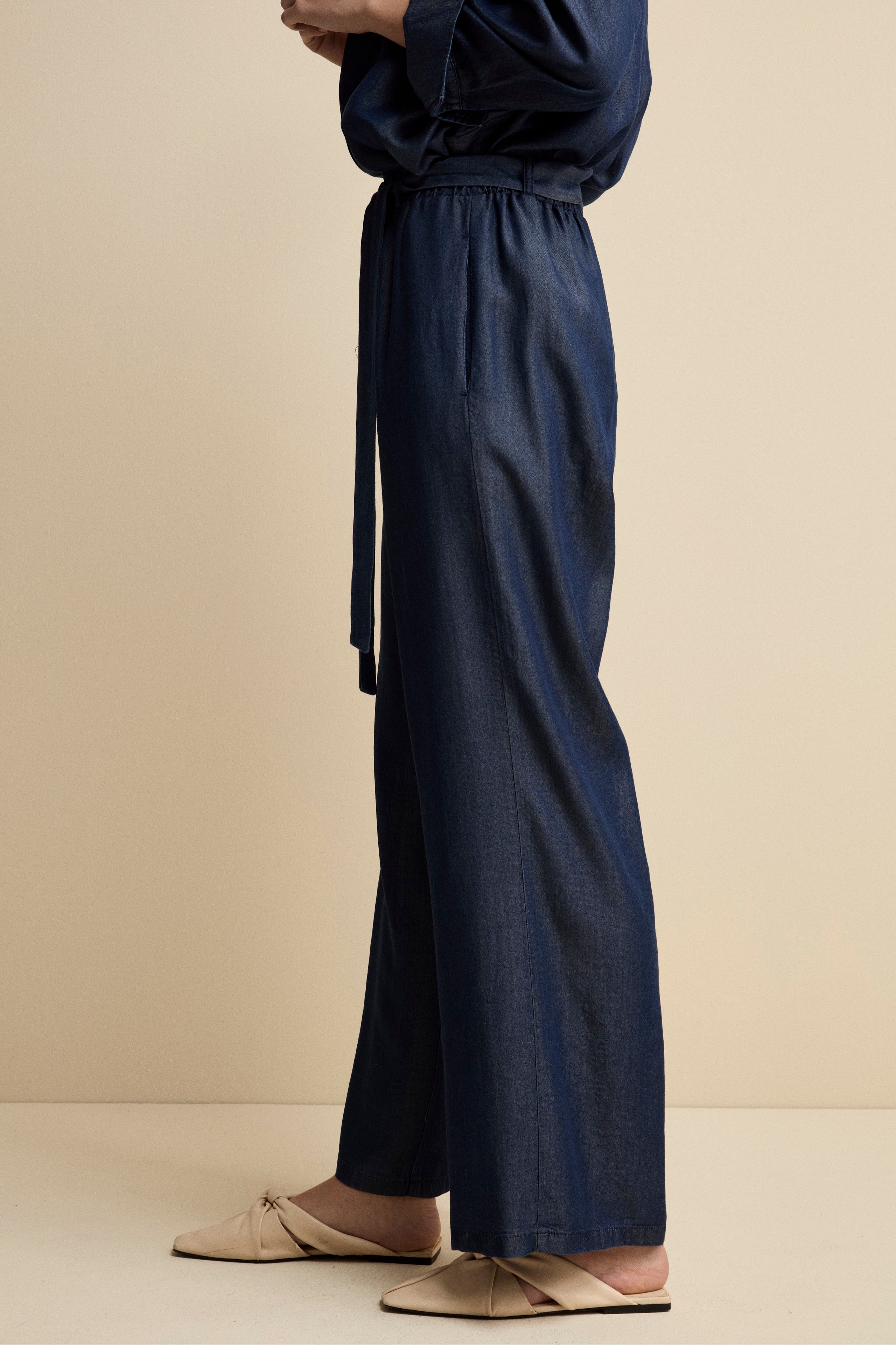 Pantalone Denim Over con Fusciacca - BLU