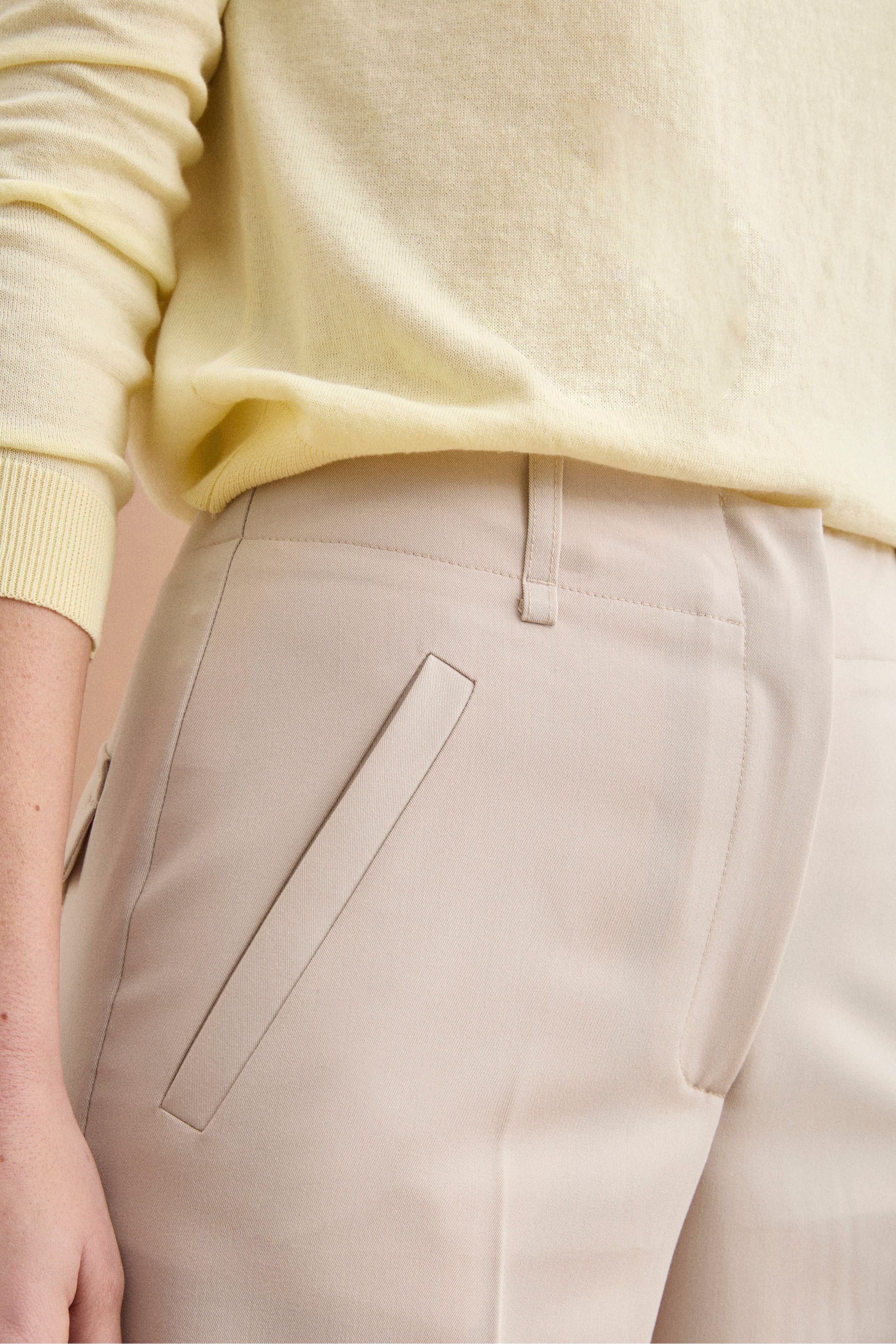 Pantalone Elegante a Palazzo con Piega - BEIGE