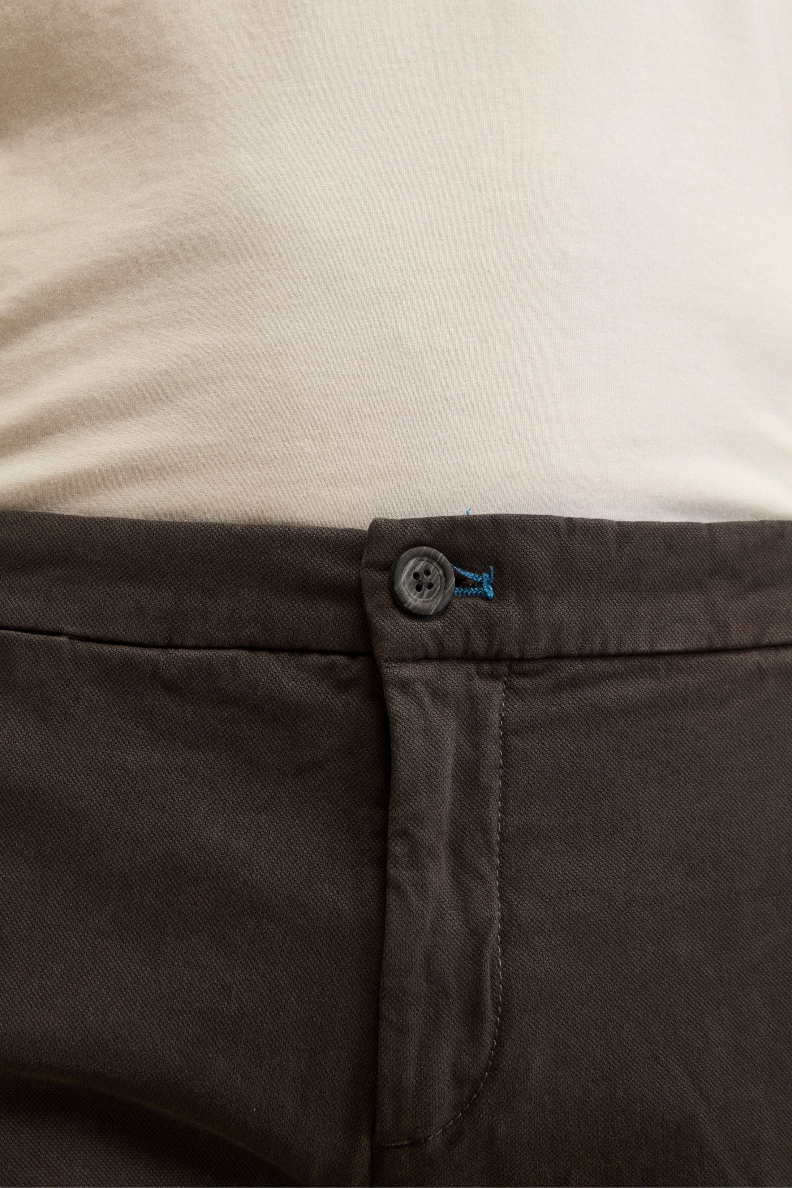 Stretch Cotton Canvas Slim Fit Trousers - Charcoal grey