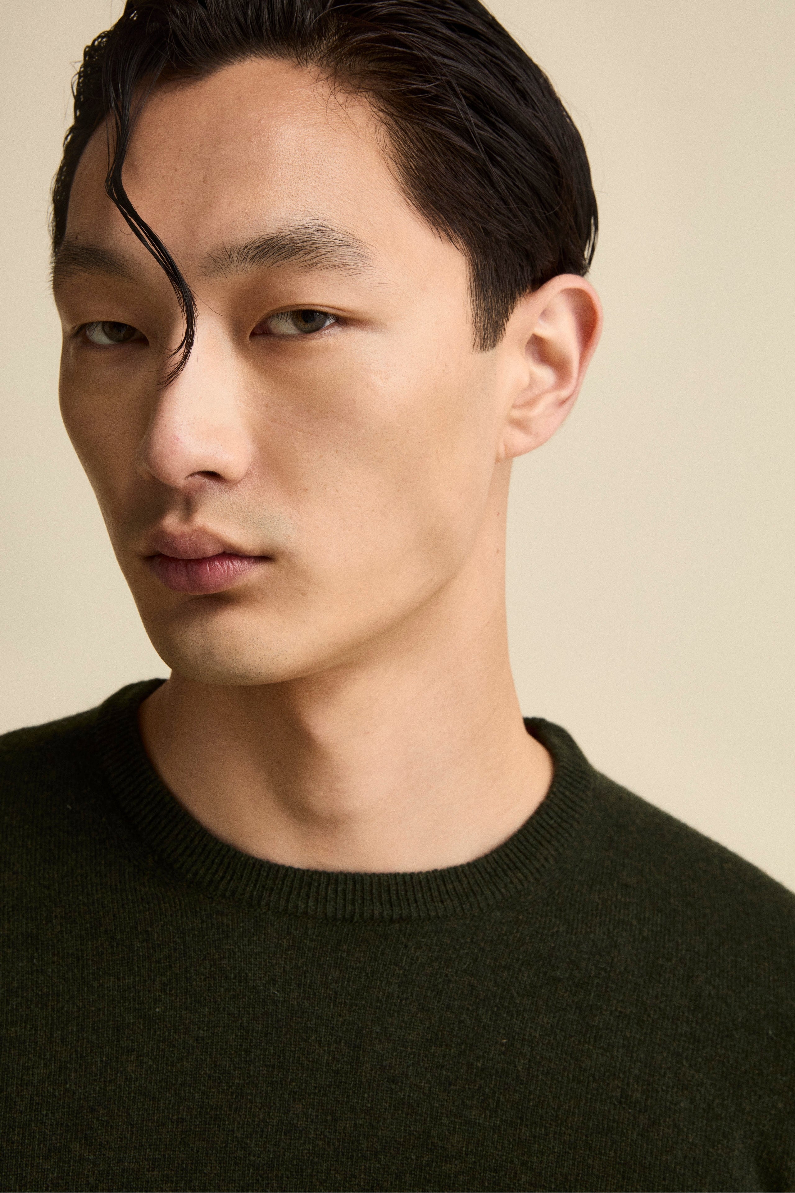 Crew-Neck Regular Fit Sweater in Merino Wool - GREEN