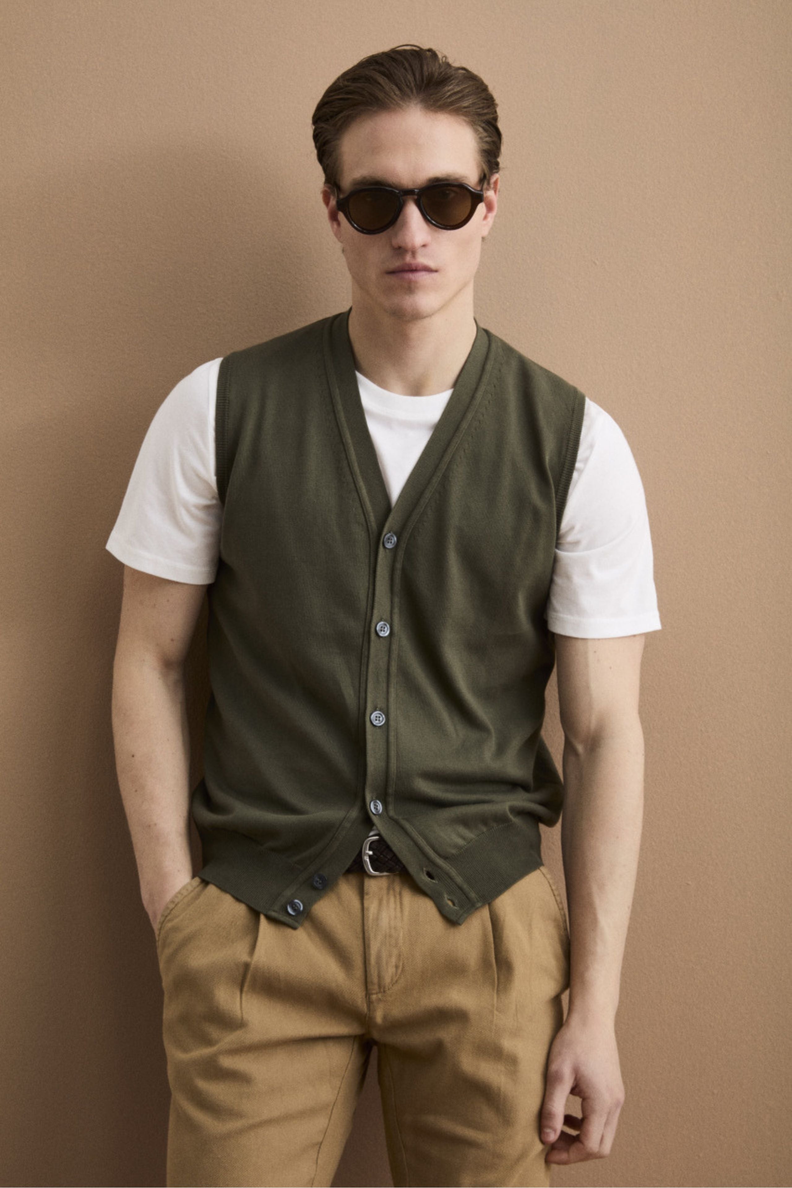 Gilet Scollo a V con Bottoni in Cotone - MUSCHIO