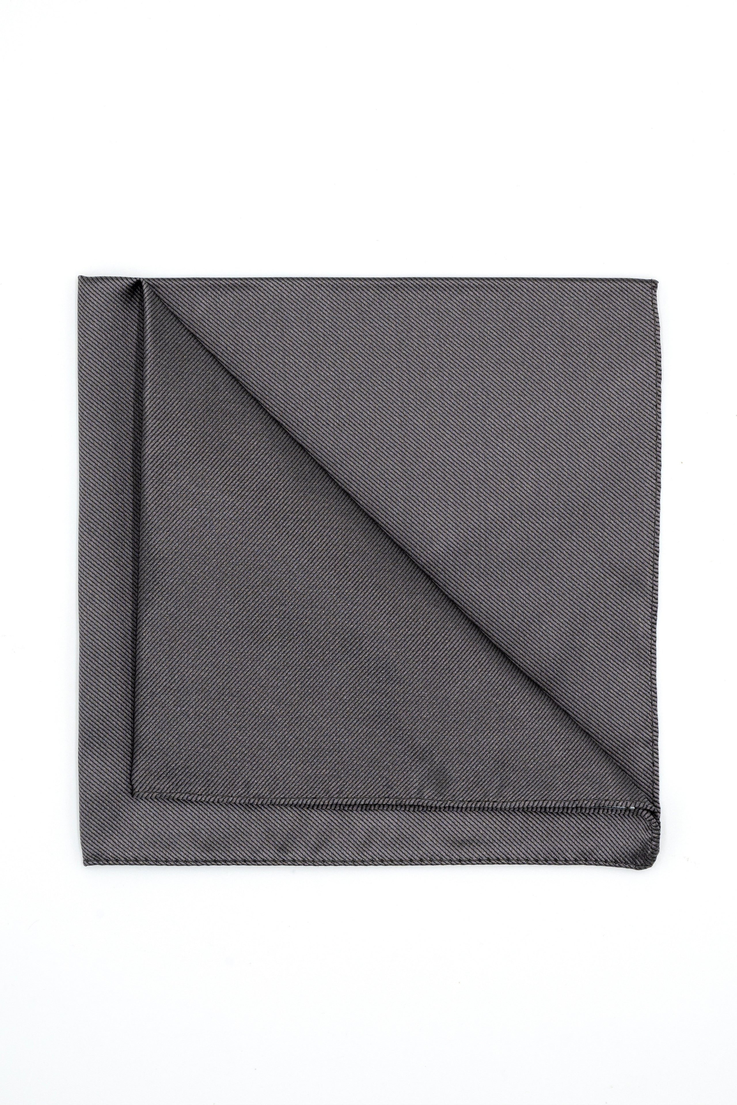 Pocket Square in Pure Silk - Charcoal grey