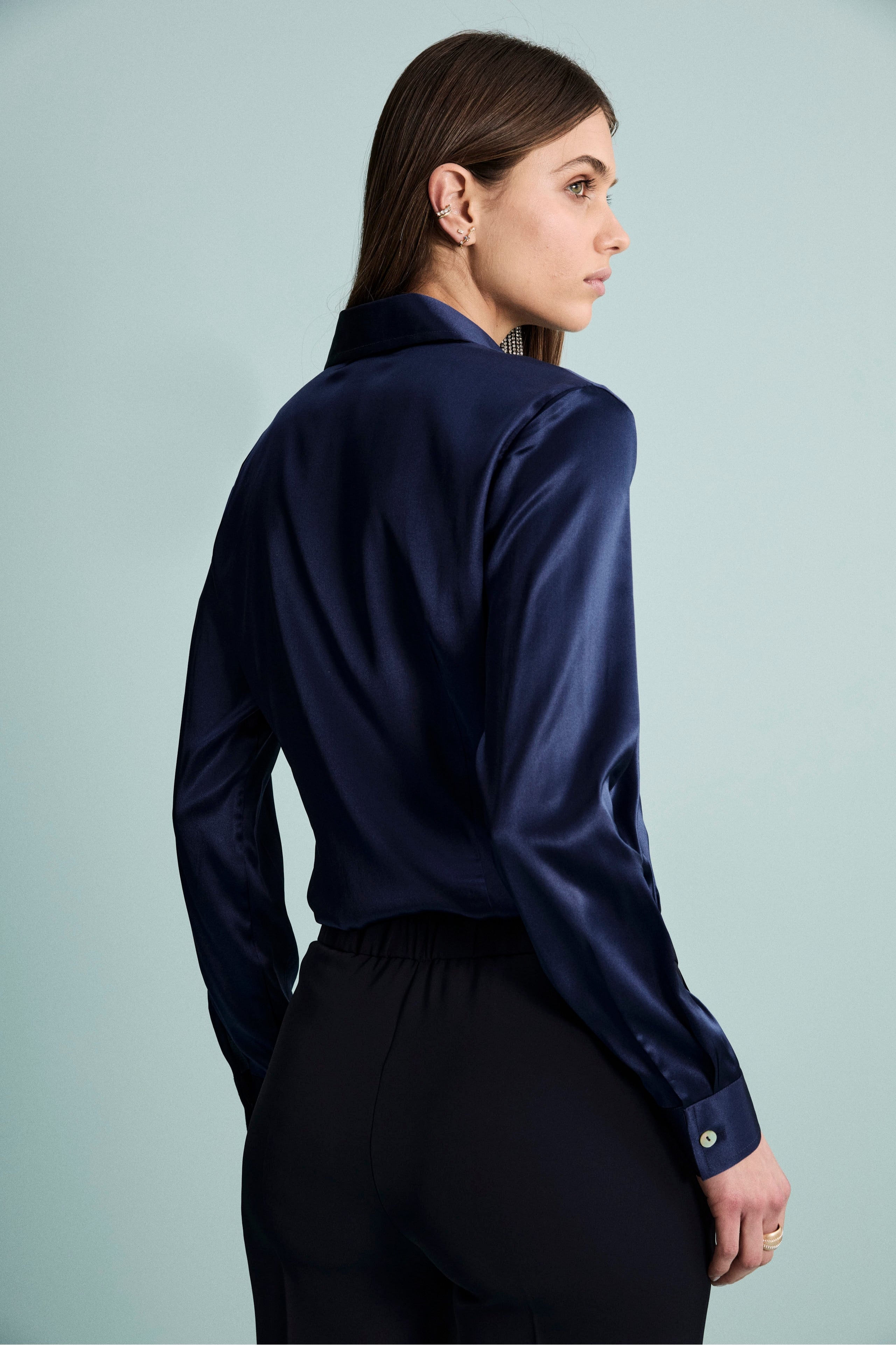 Camicia Elegante in Seta - BLU