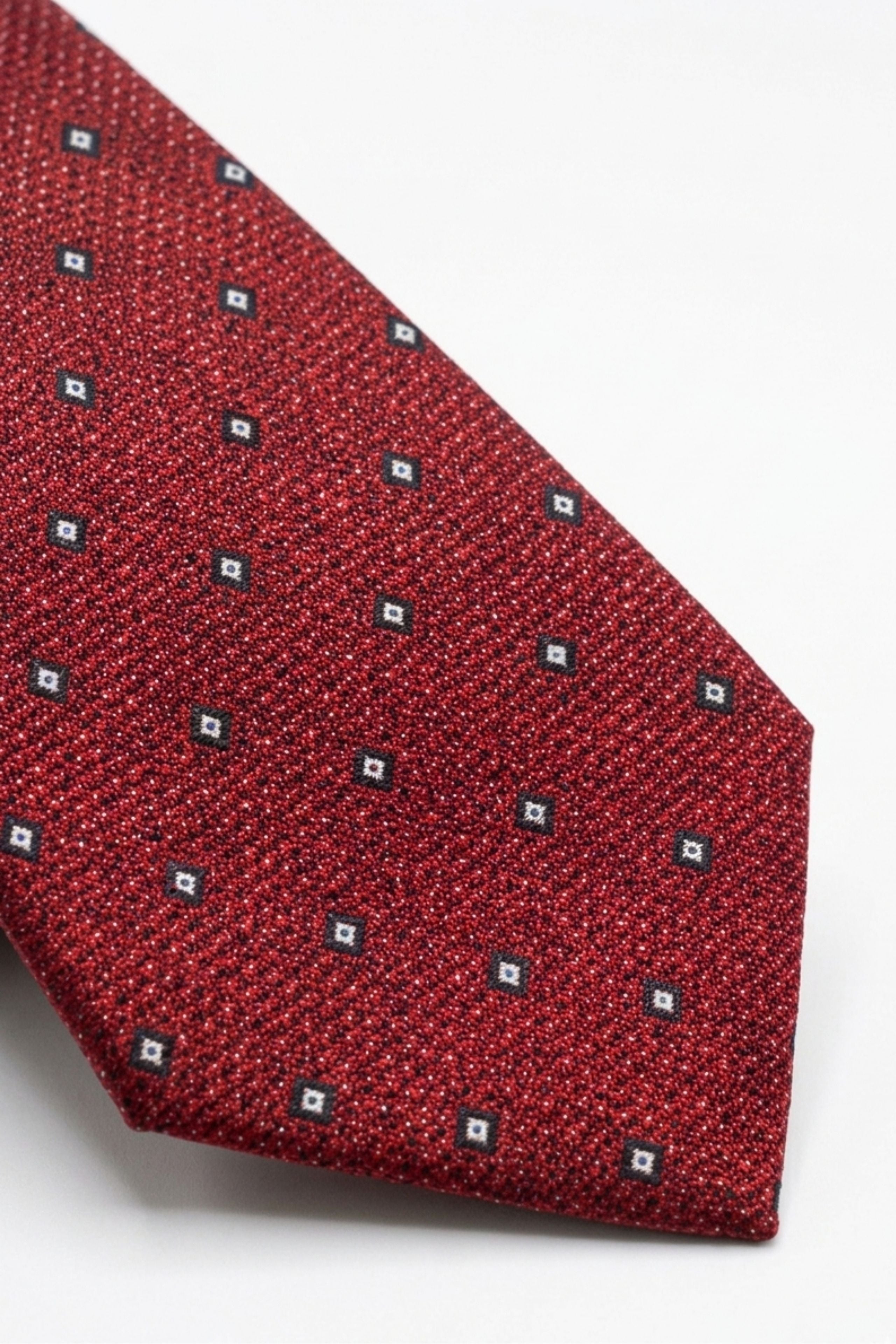 Cravate en Soie à Motif Losanges - Chèque rouge