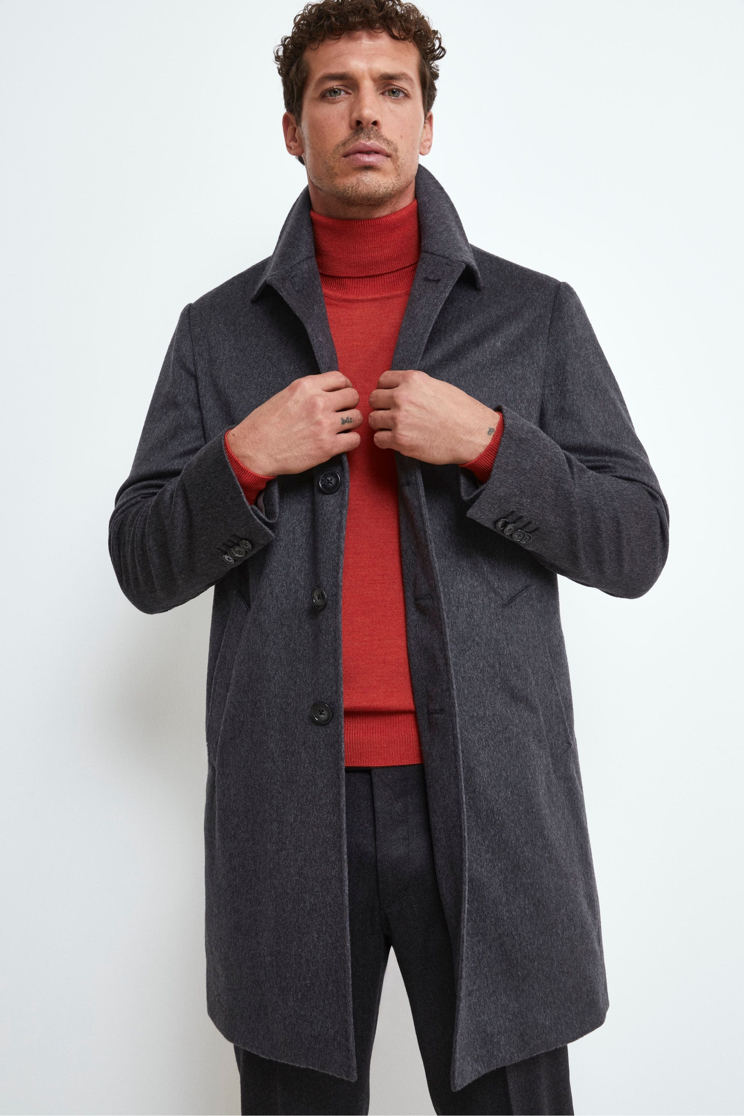 Cappotto Foderato in Cashmere - GRIGIO