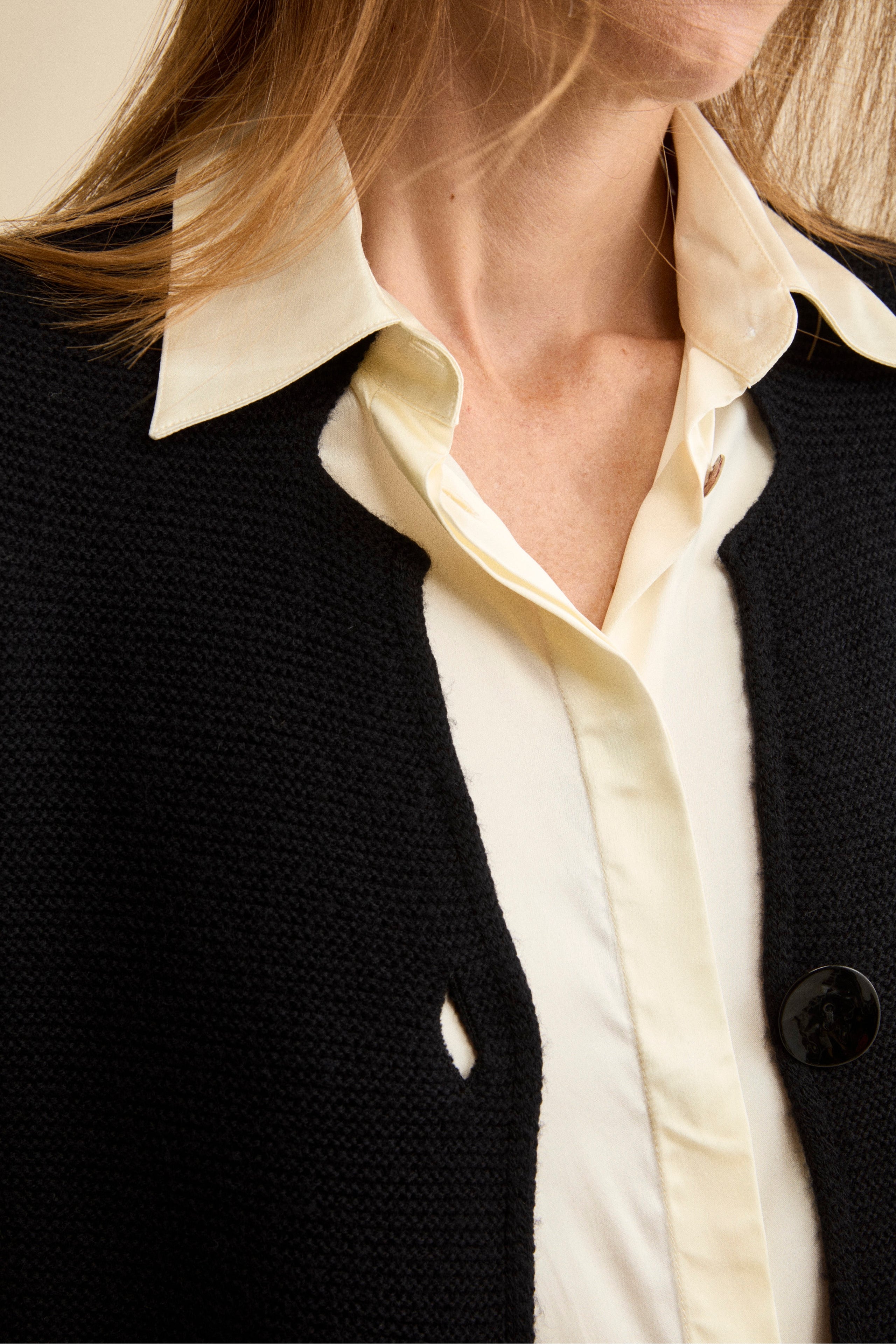 Merino Wool Cardigan - BLACK