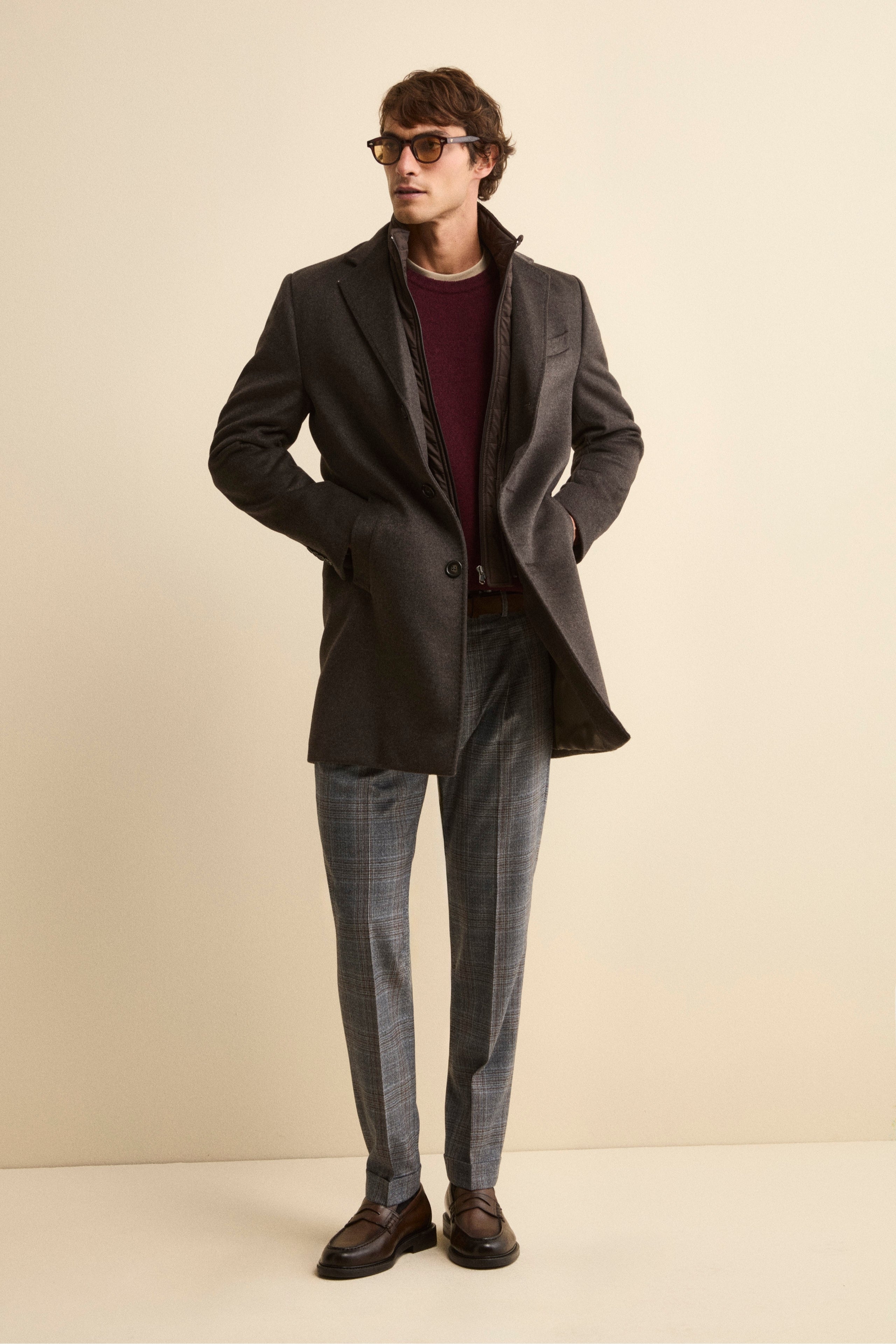 Wool and cashmere coat - brown