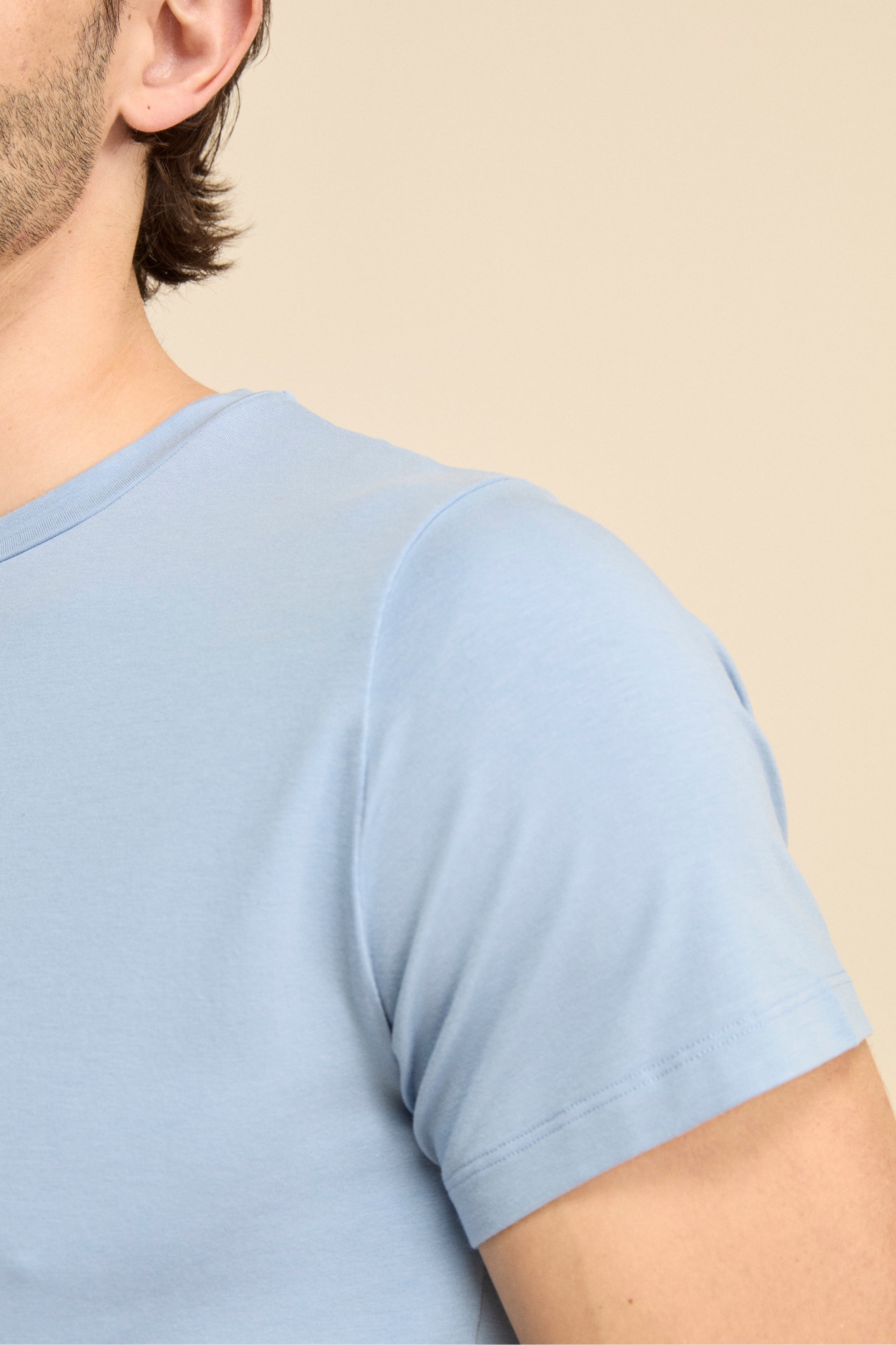 T-Shirt Girocollo in Jersey di Cotone - AZZURRO