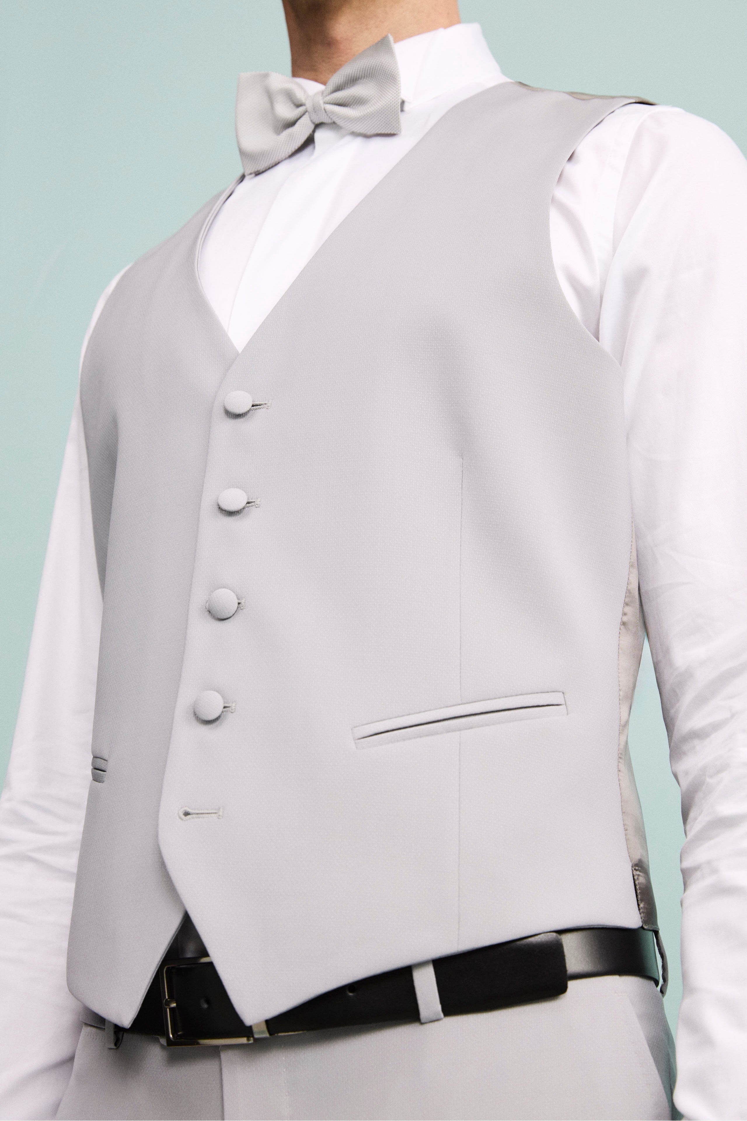 Abito Elegante Monopetto in Lana Vergine con Gilet - GRIGIO CHIARO