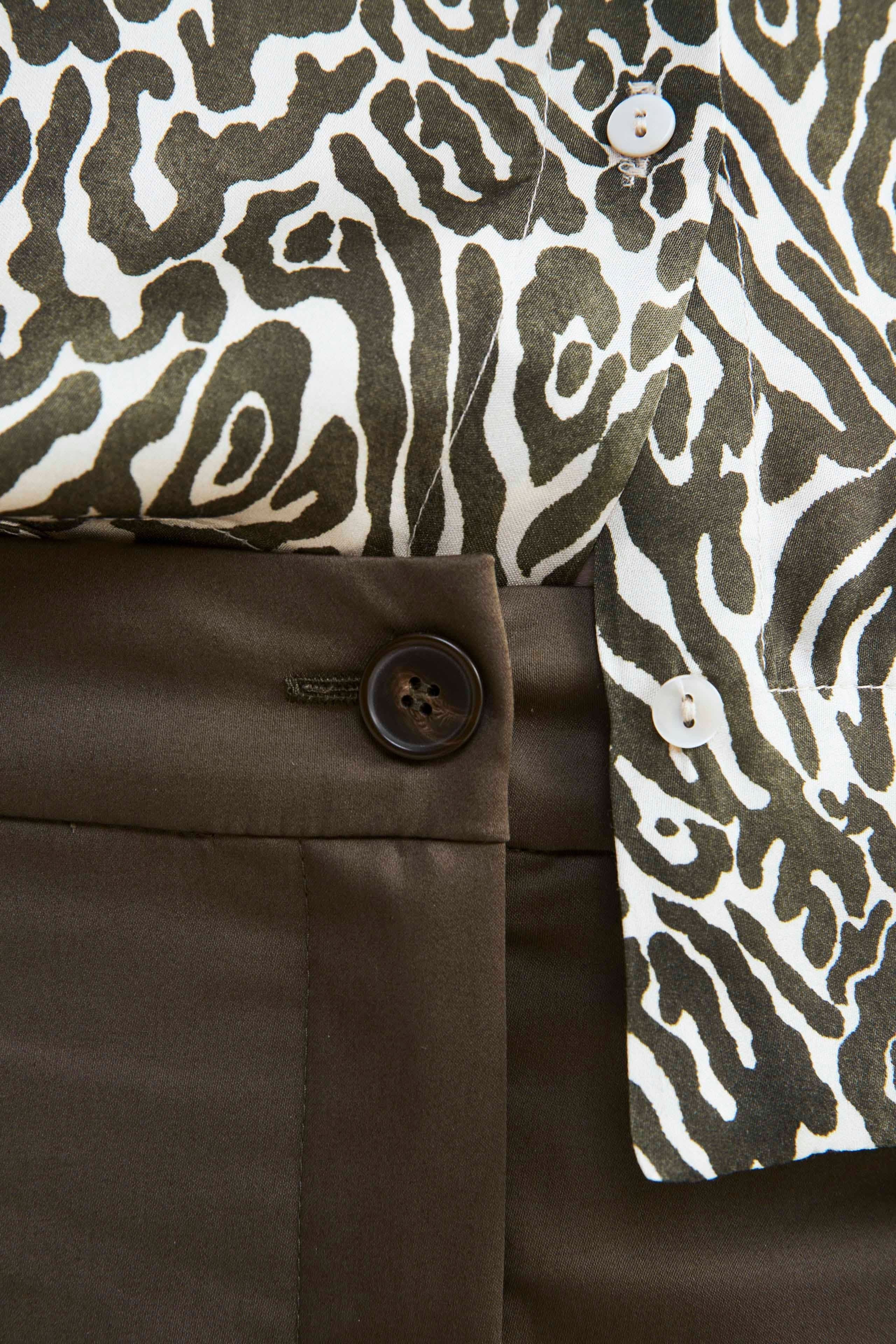 Pantalone in cotone mid-flare - KAKI